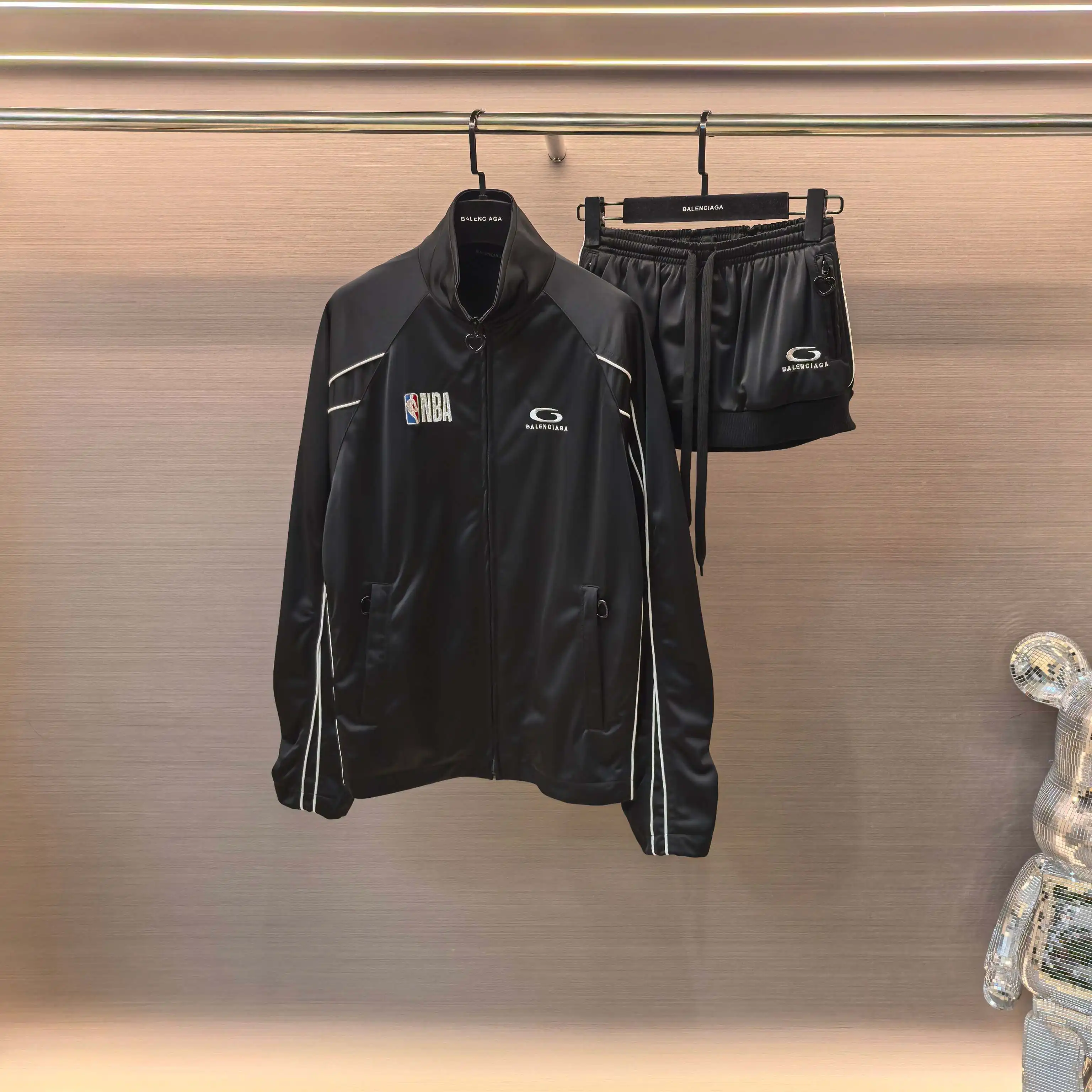 NBA Logo Embroidered Tracksuit Jacket and Skirt Set D29023687