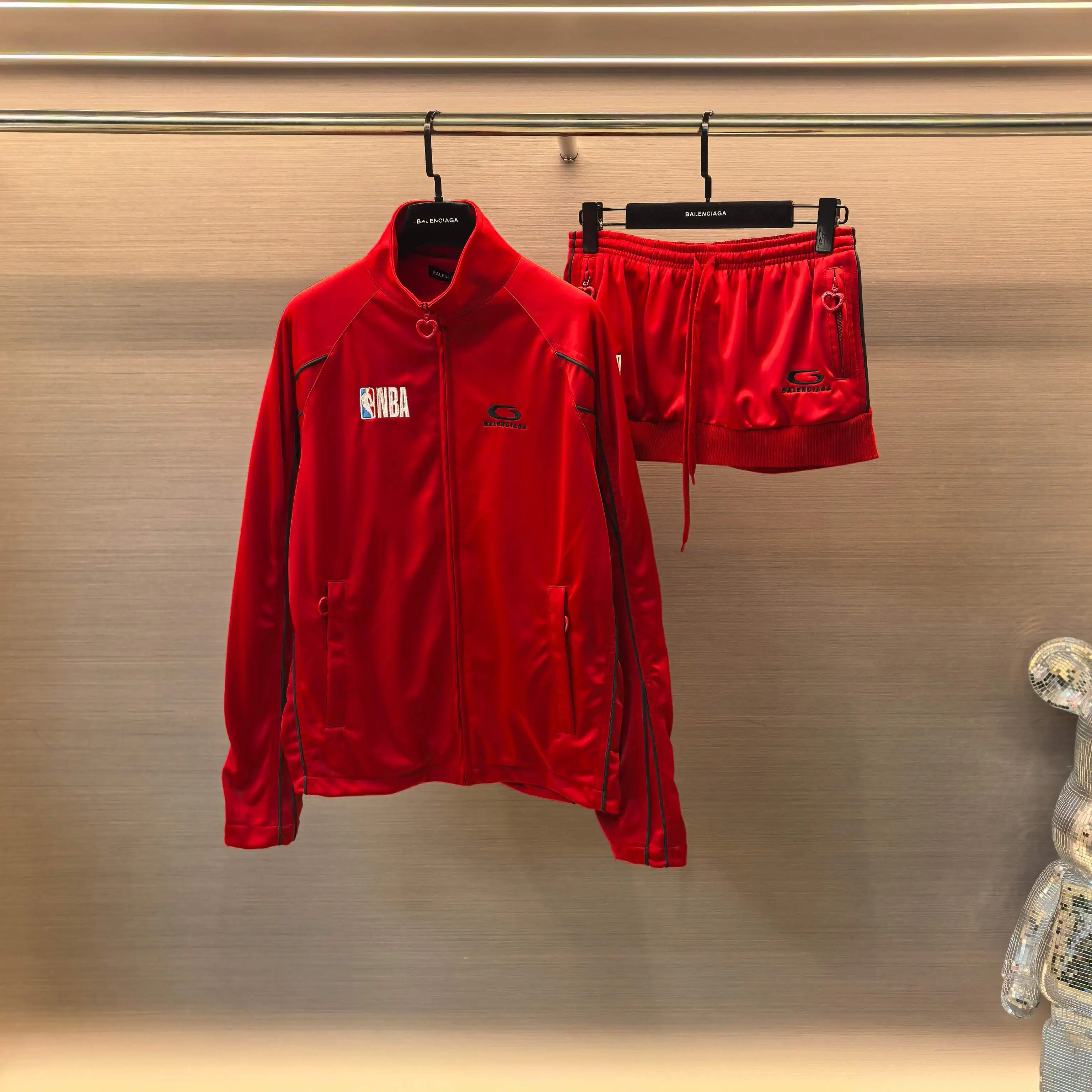 NBA Logo Embroidered Tracksuit Jacket and Skirt Set D29023685