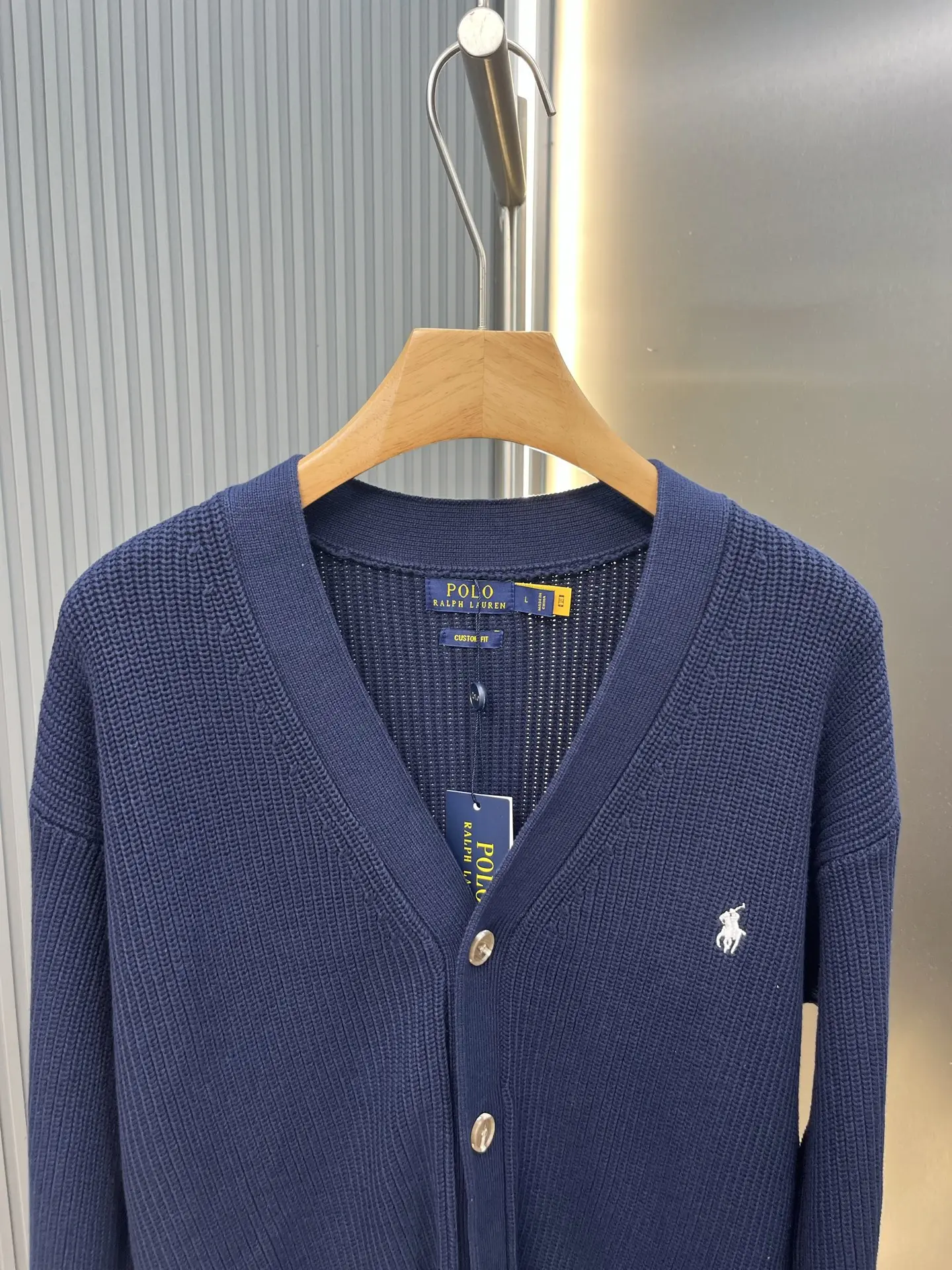 Embroidered Logo Cotton Knit Cardigan D30020421 — view 2