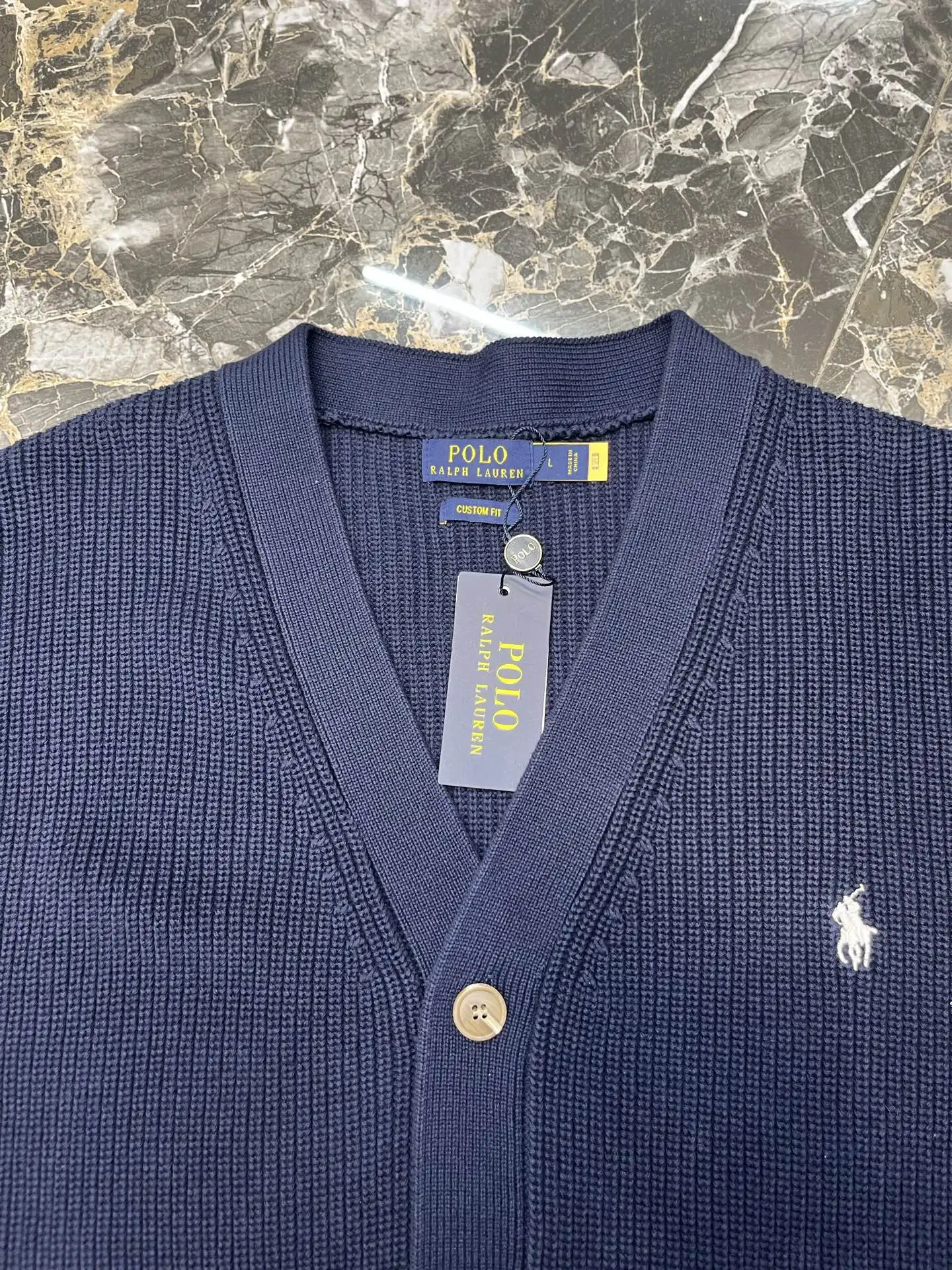 Embroidered Logo Cotton Knit Cardigan D30020421 — view 5