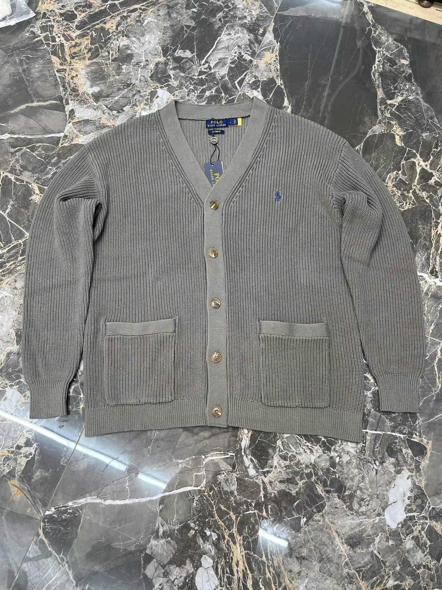 Embroidered Logo Cotton Knit Cardigan D30020420 — view 5