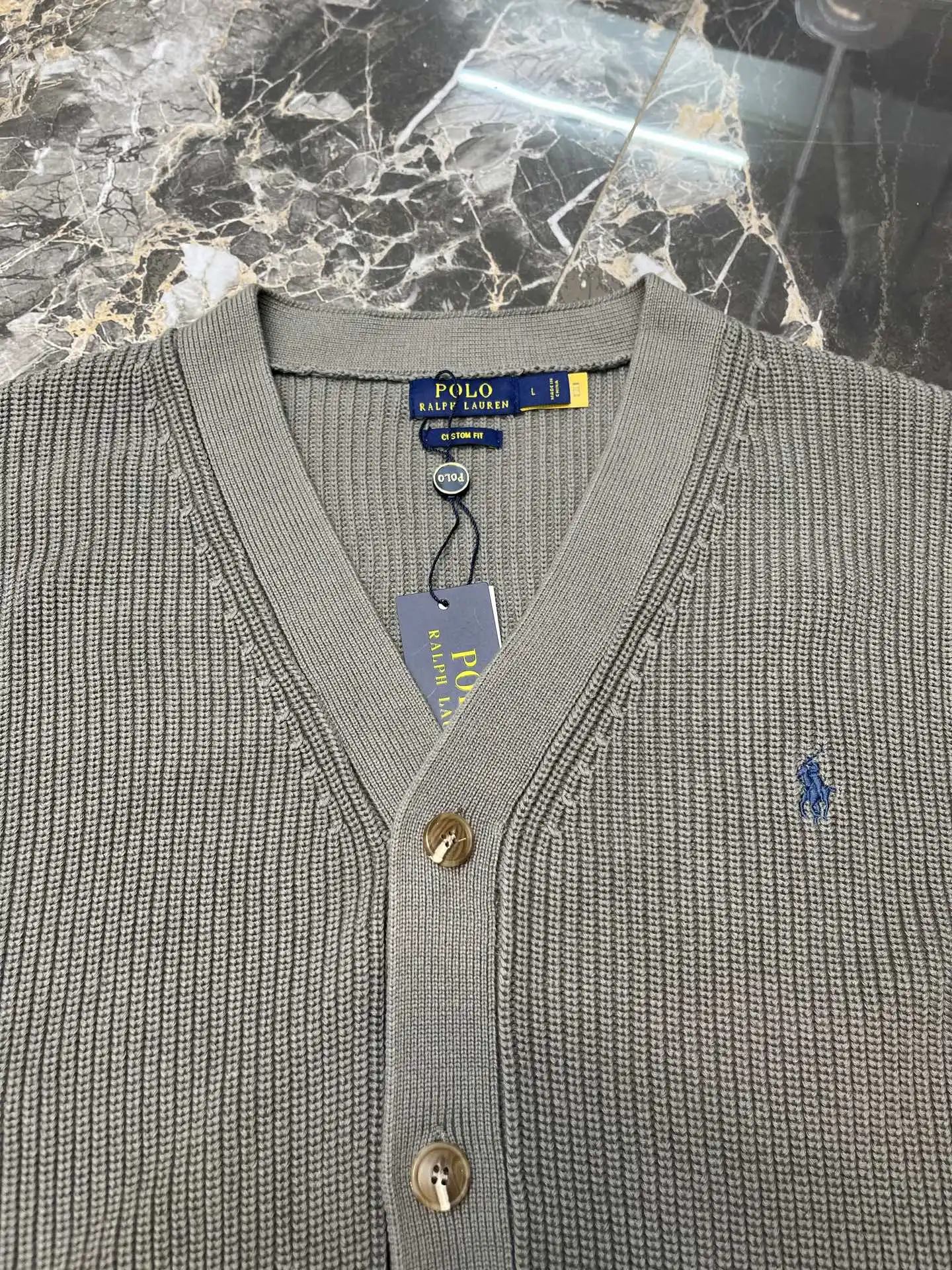 Embroidered Logo Cotton Knit Cardigan D30020420 — view 6