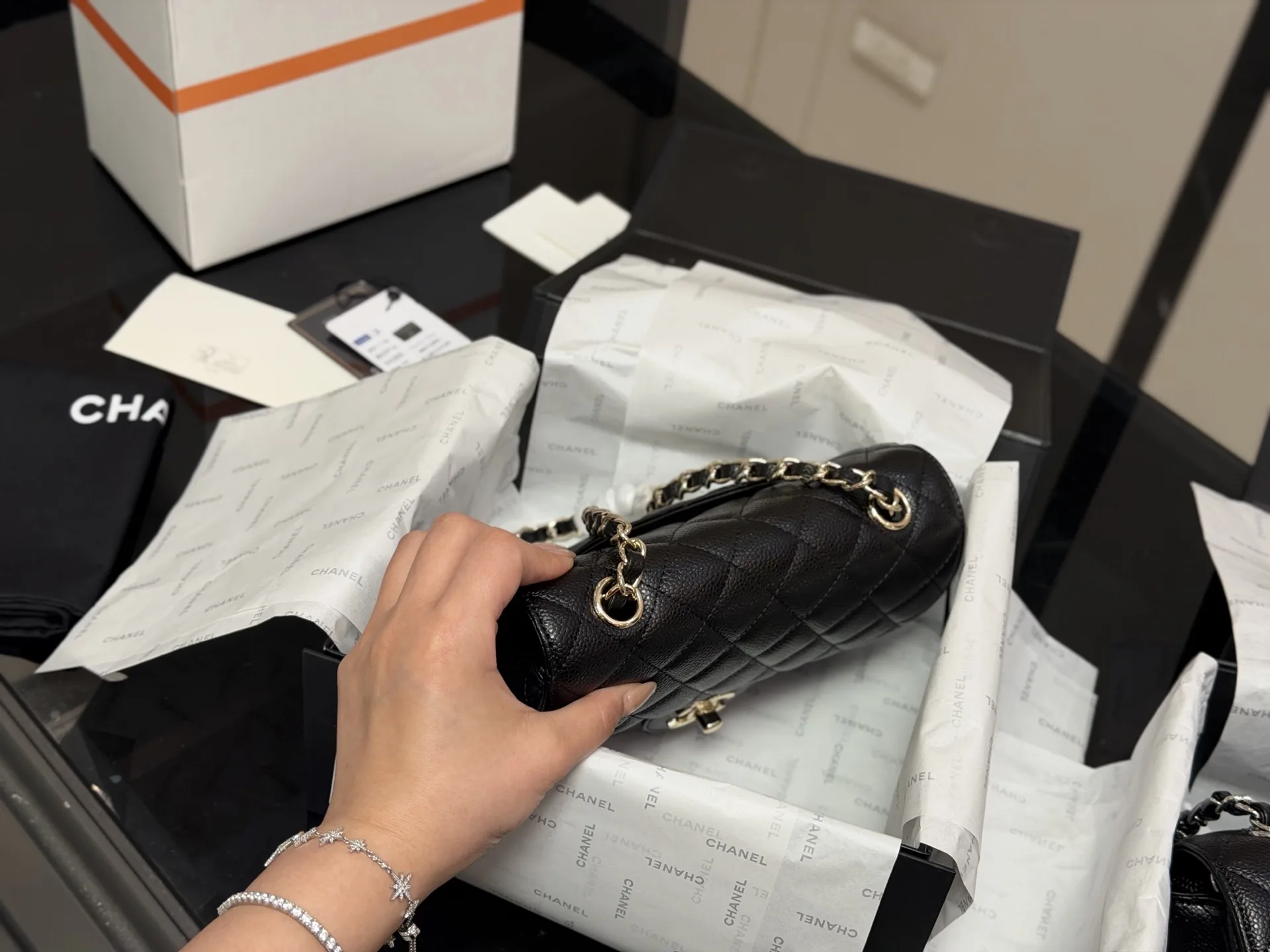 CF Mini Quilted Caviar Leather Flap Bag D30017960 — view 3