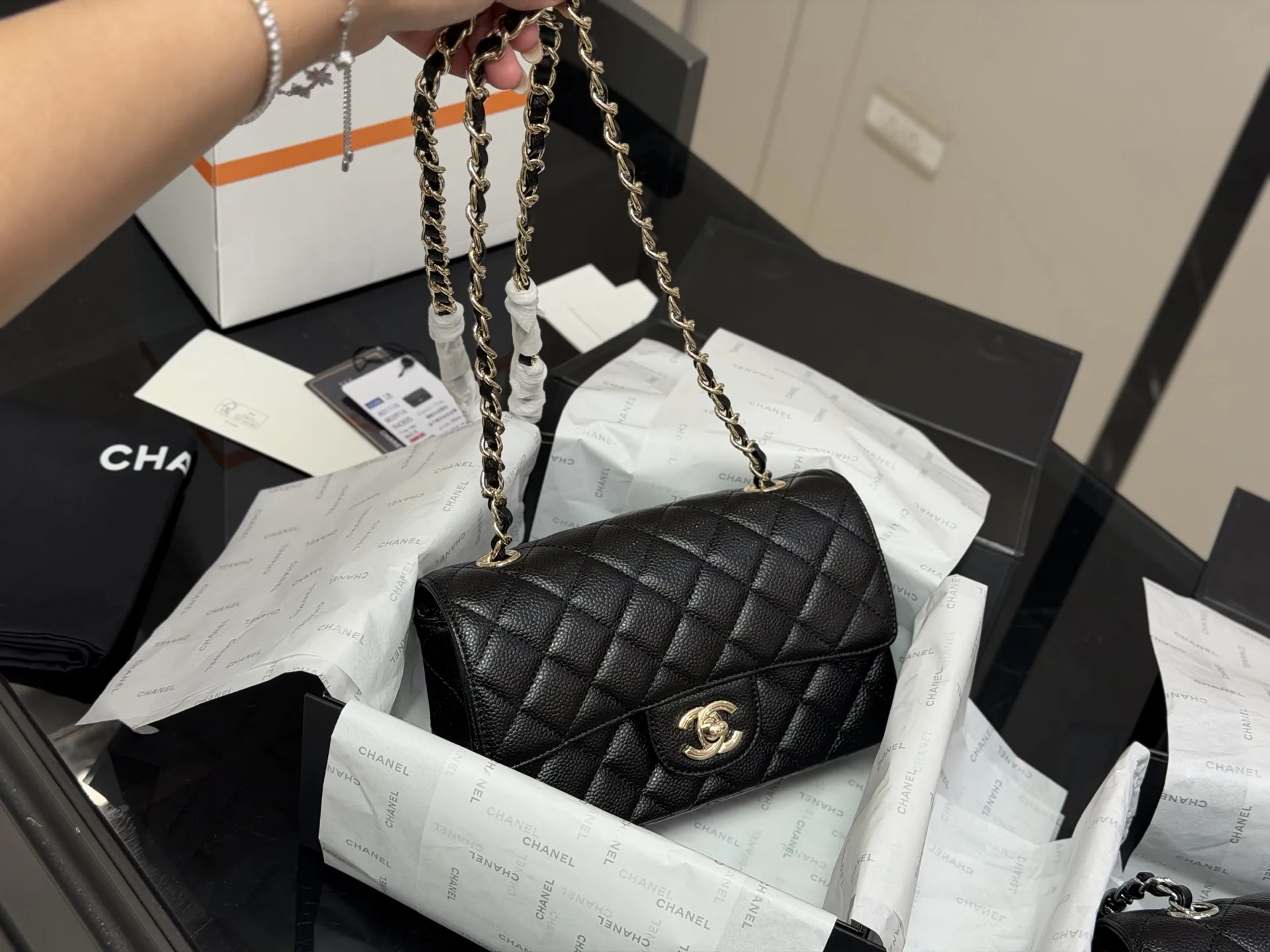 CF Mini Quilted Caviar Leather Flap Bag D30017960 — view 5