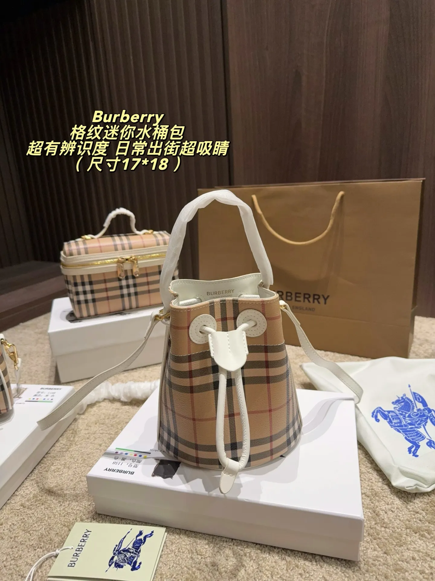Mini Check Coated Canvas Bucket Bag D30017831