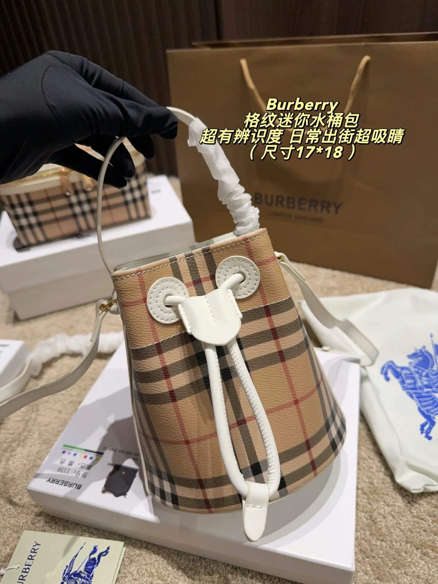 Mini Check Coated Canvas Bucket Bag D30017831 — view 2