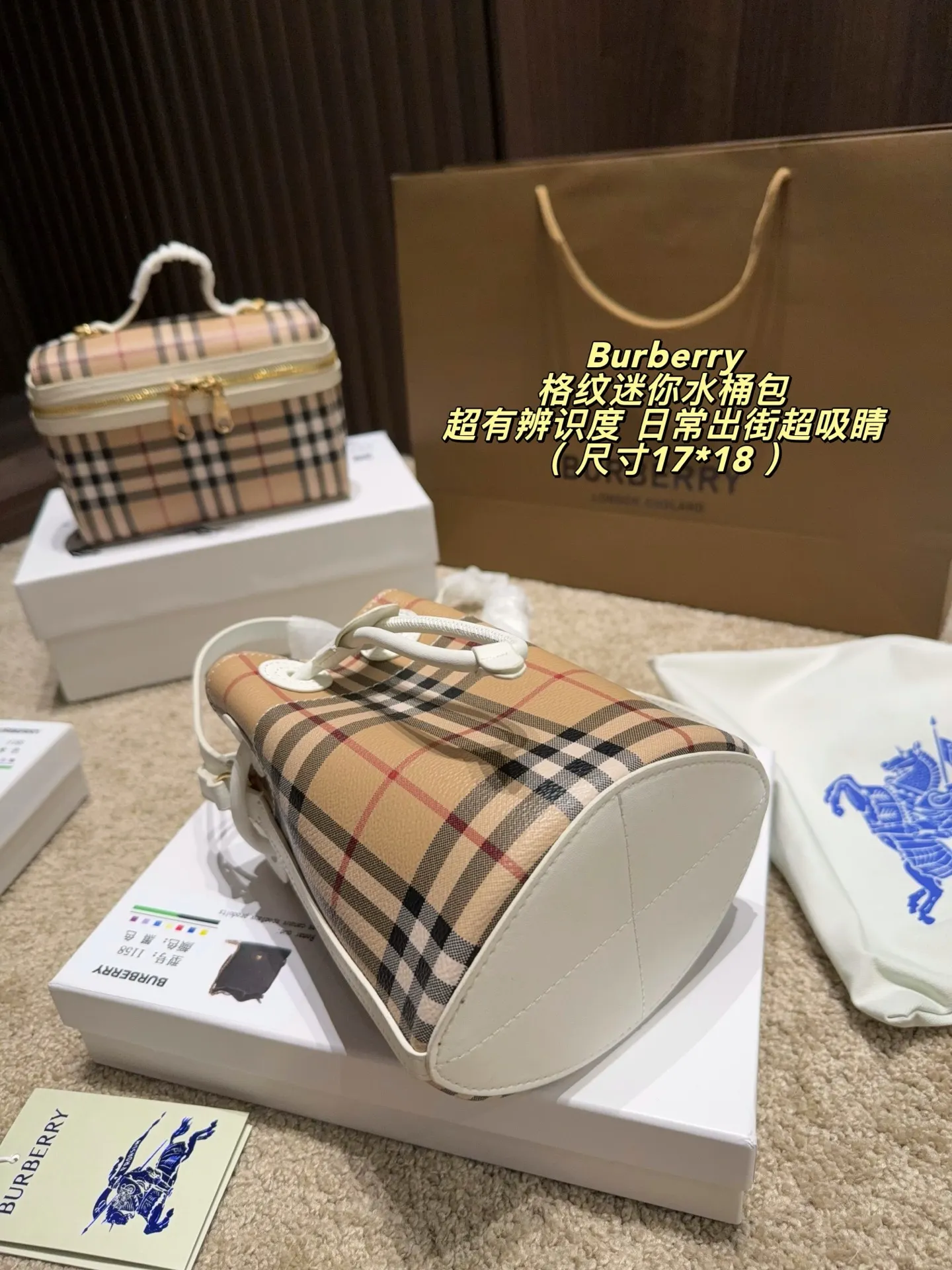 Mini Check Coated Canvas Bucket Bag D30017831 — view 5