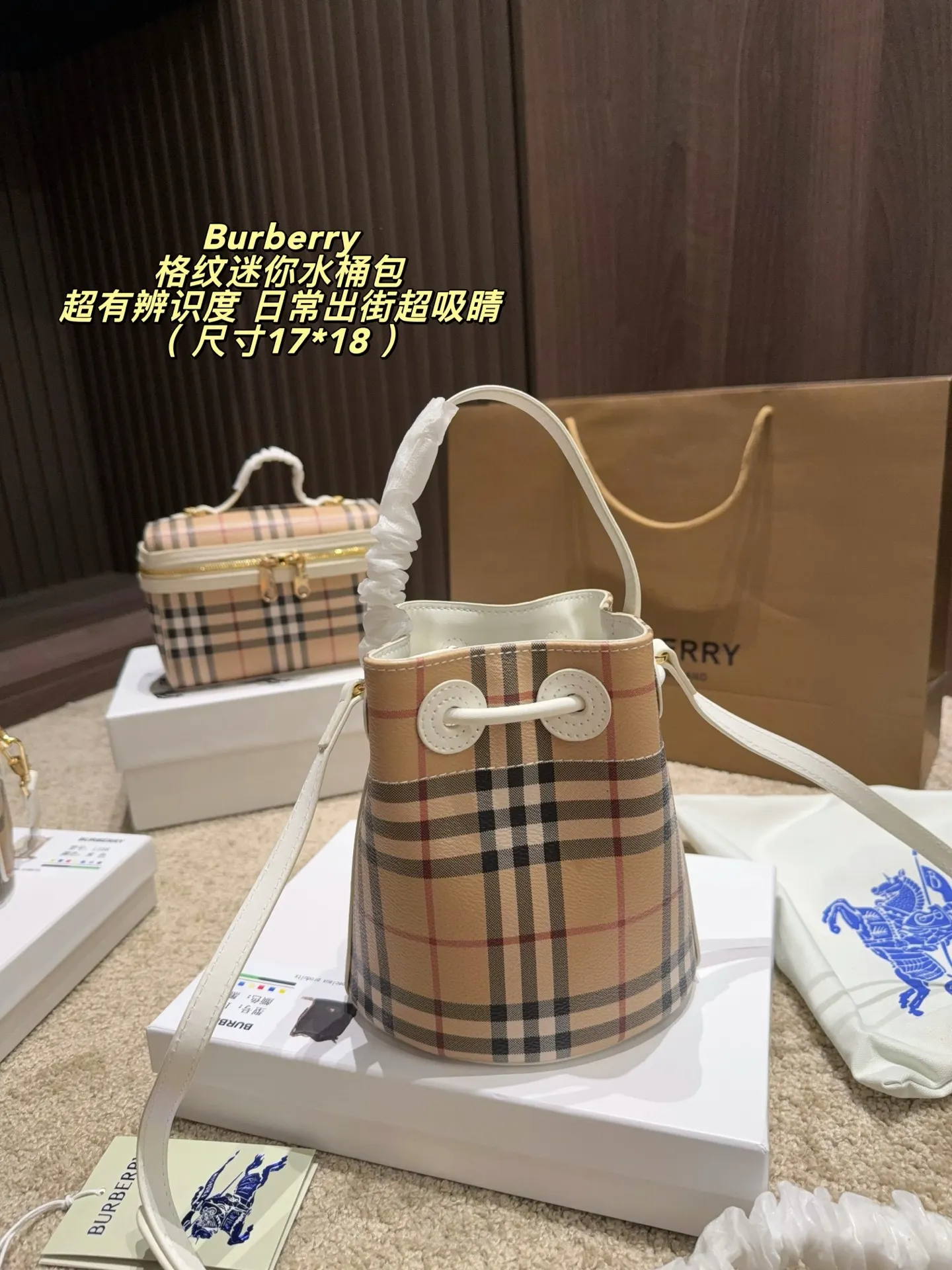 Mini Check Coated Canvas Bucket Bag D30017831 — view 6