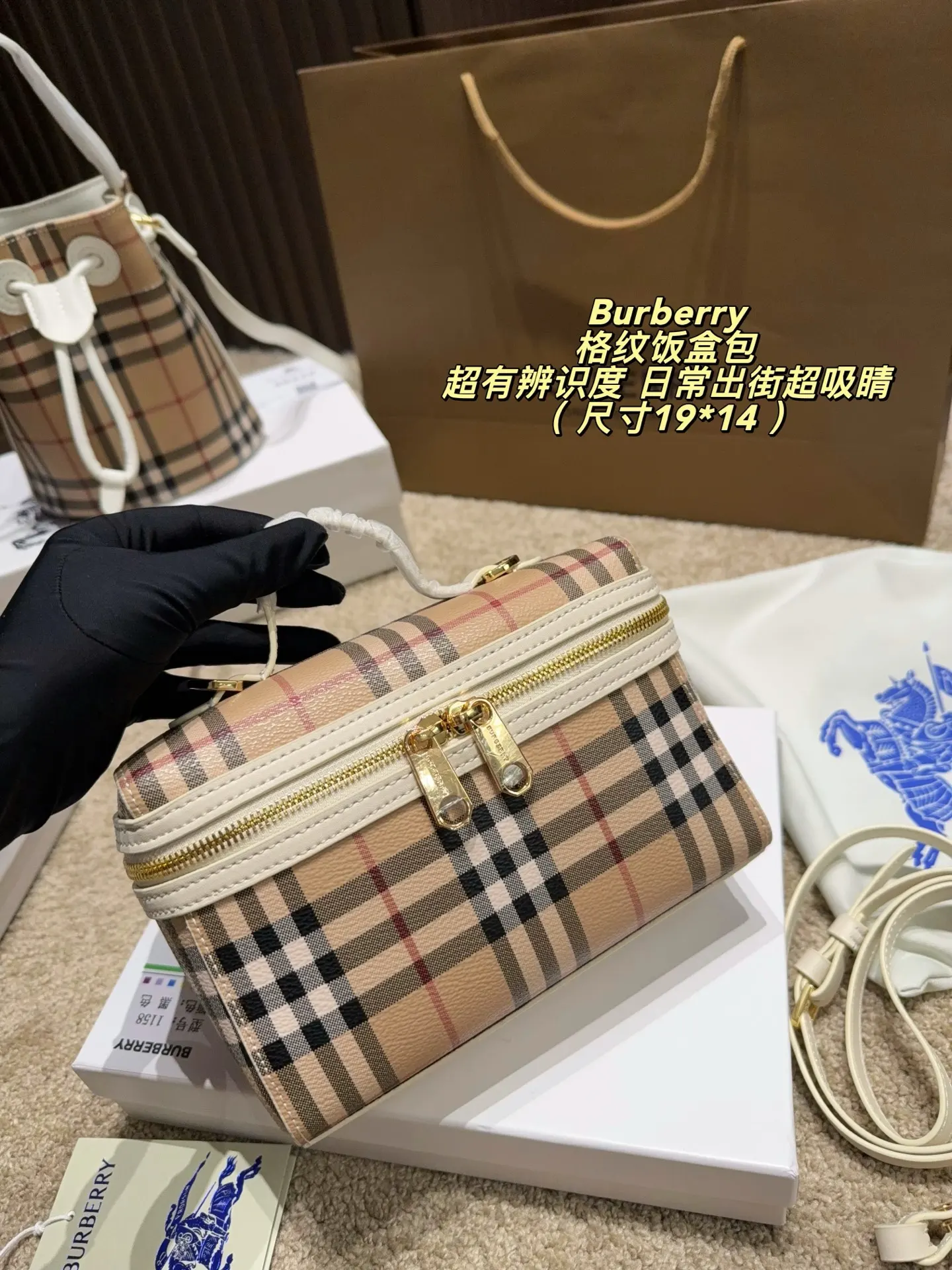 Check Canvas Box Bag D30017832 — view 2