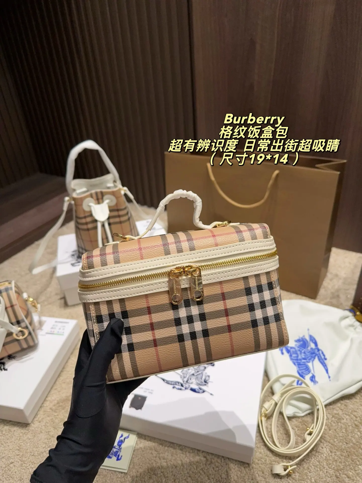 Check Canvas Box Bag D30017832 — view 5