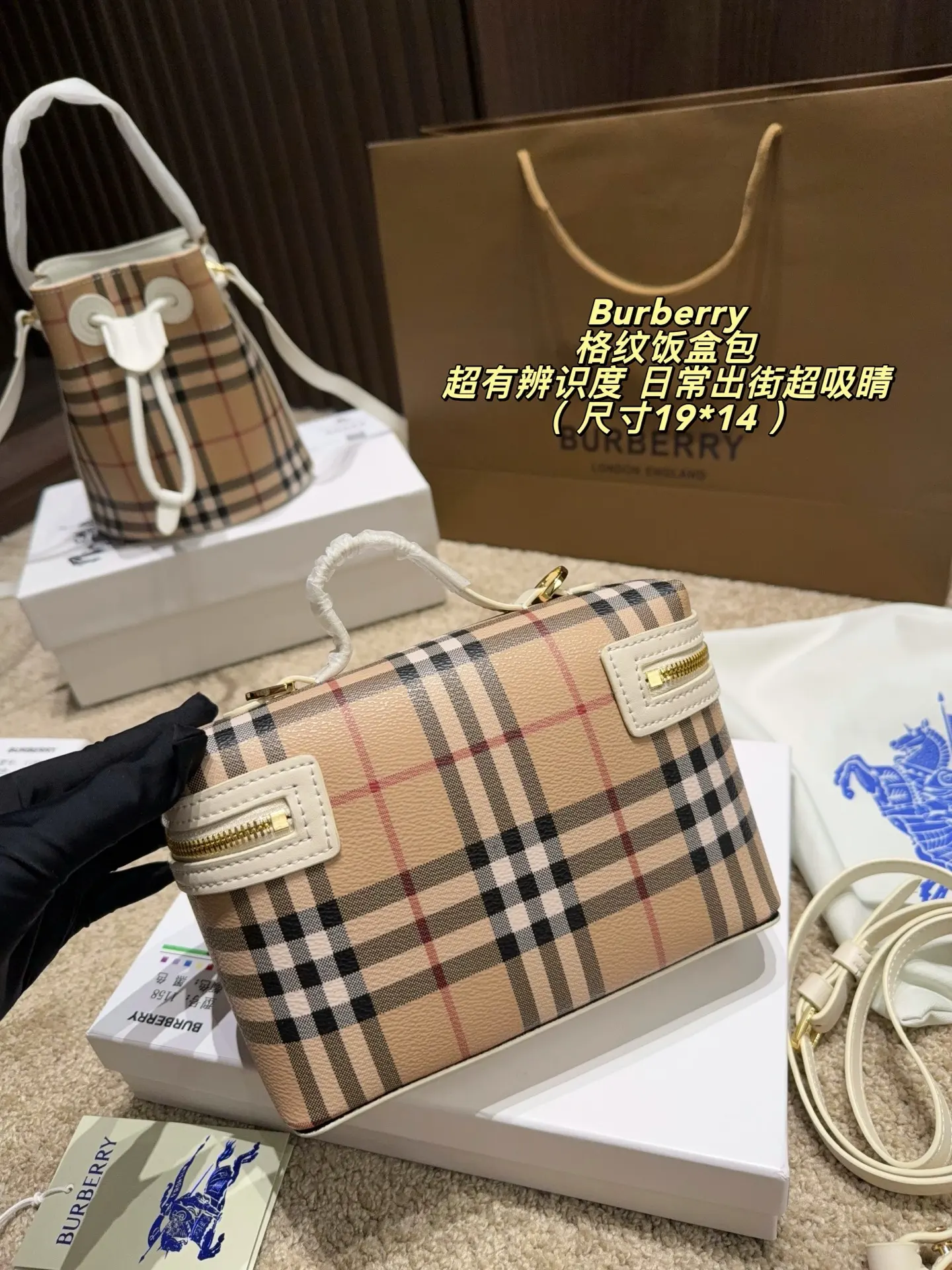 Check Canvas Box Bag D30017832 — view 7