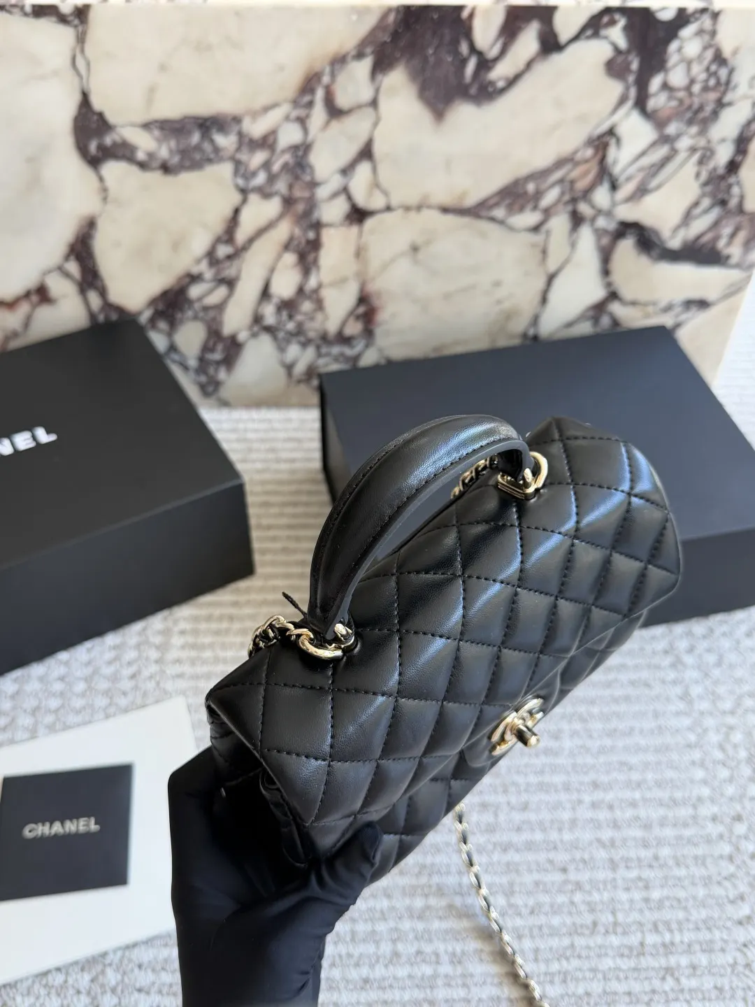 CF Handle Mini Quilted Top-Handle Bag D30018417 — view 5
