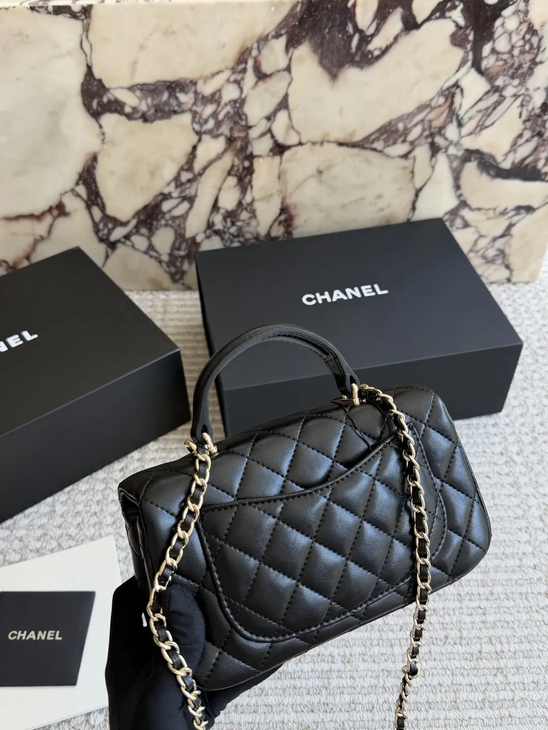 CF Handle Mini Quilted Top-Handle Bag D30018417 — view 6