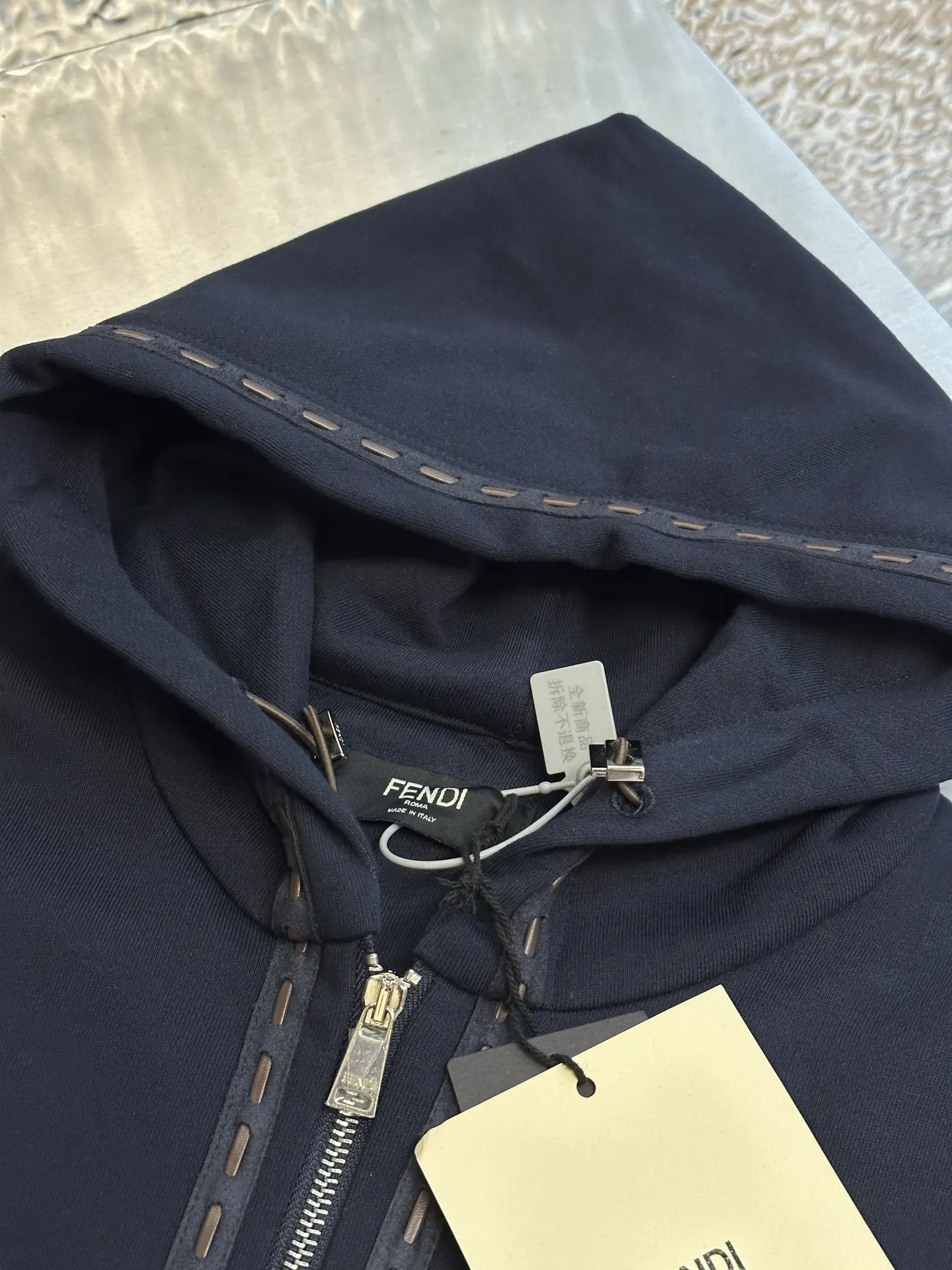Leather Patch Zip-Up Hoodie D30518791 — view 5