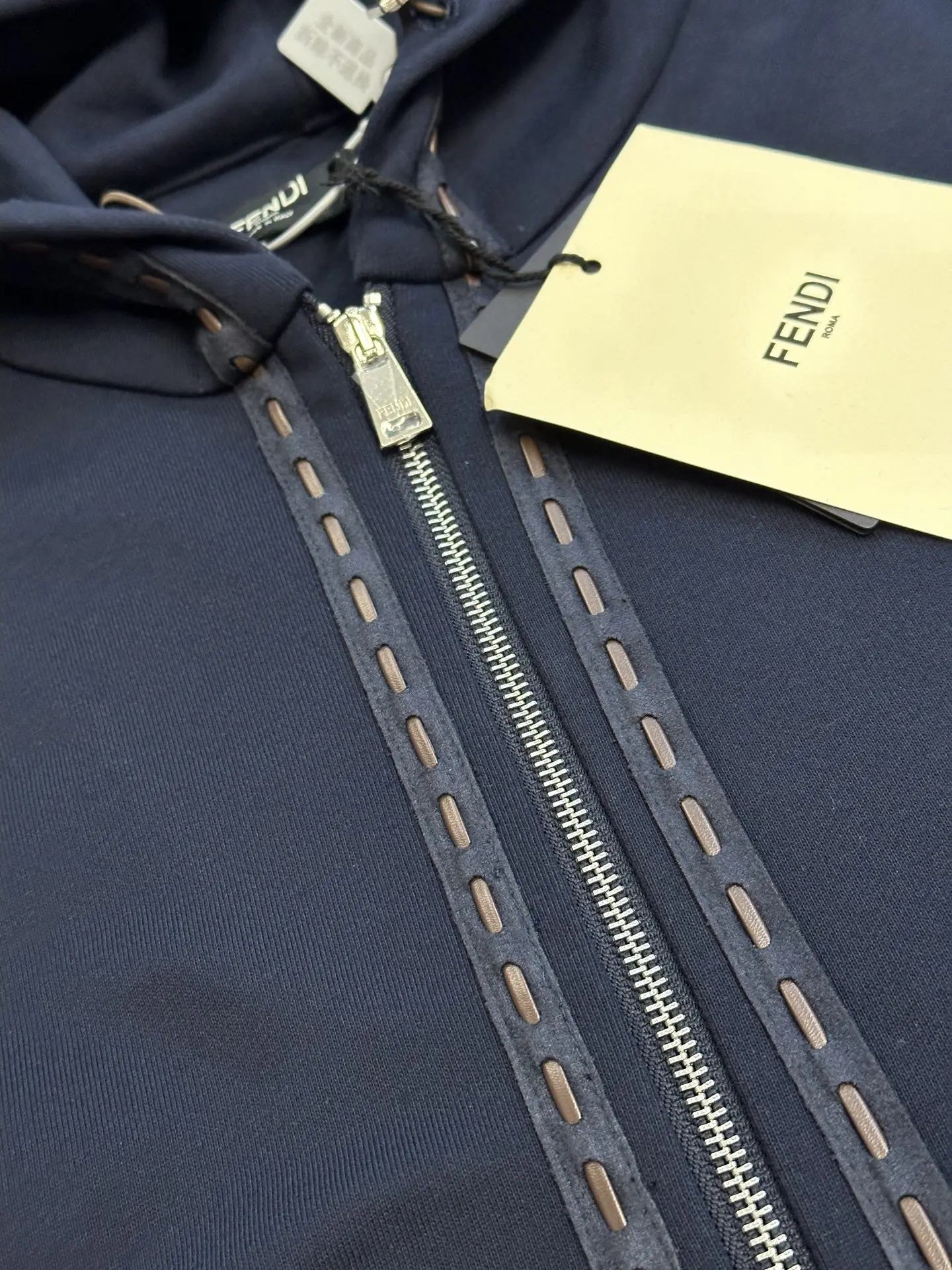 Leather Patch Zip-Up Hoodie D30518791 — view 7