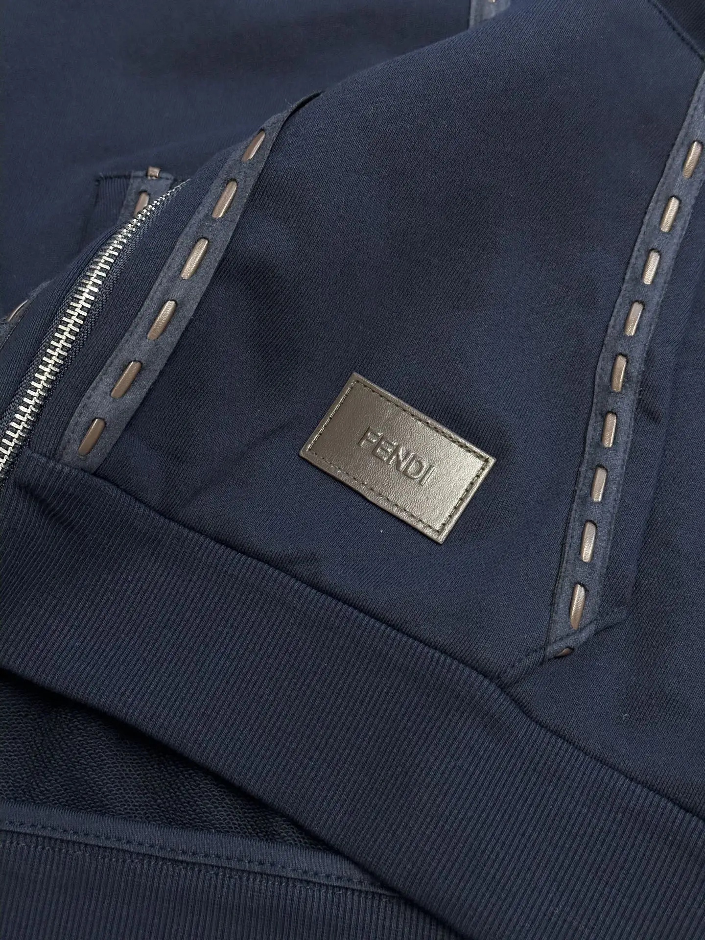Leather Patch Zip-Up Hoodie D30518791 — view 8