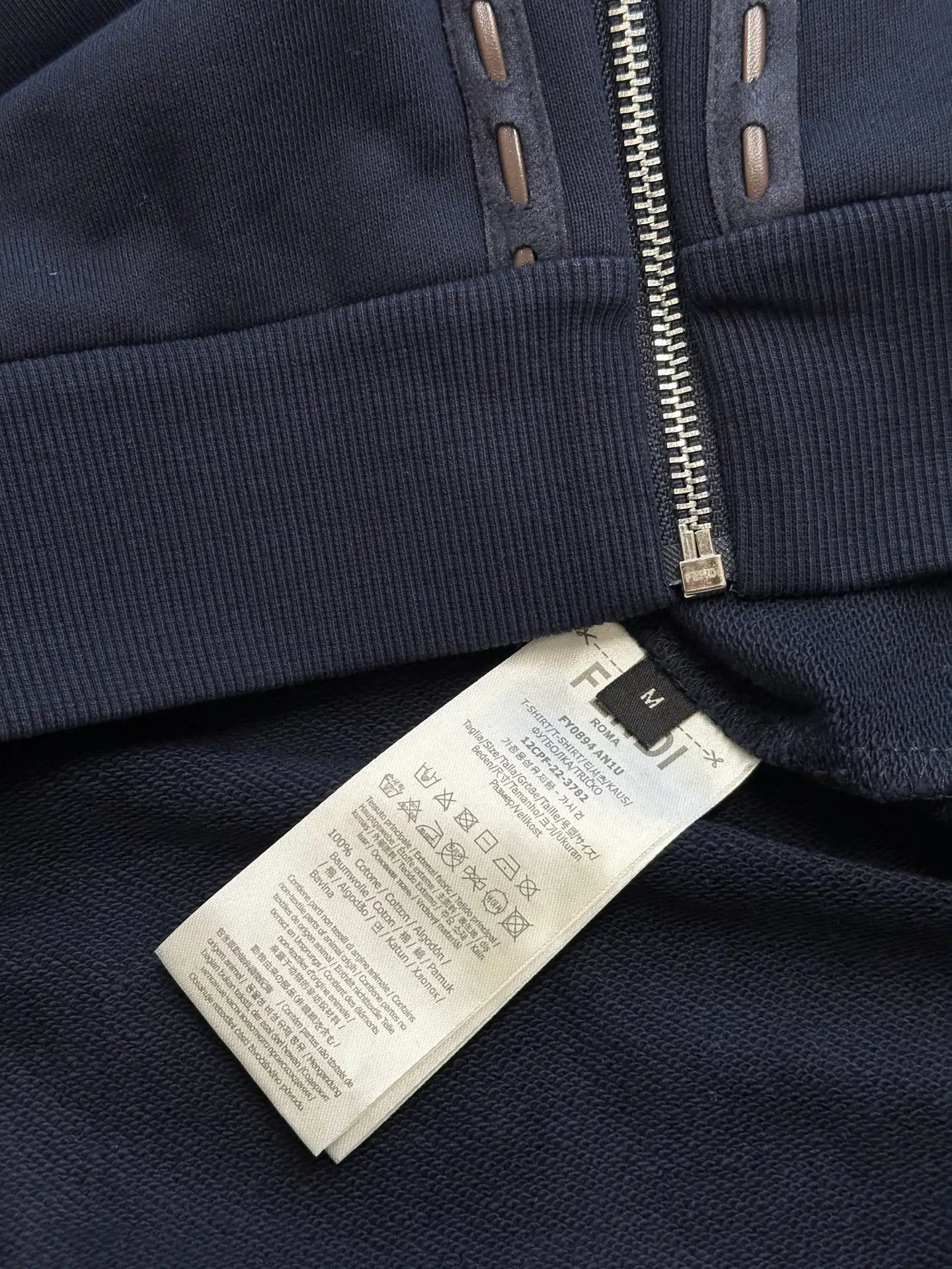 Leather Patch Zip-Up Hoodie D30518791 — view 9