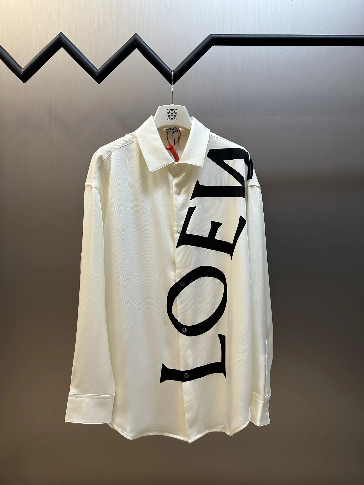 Logo Print Silk Long-Sleeve Shirt D31020458