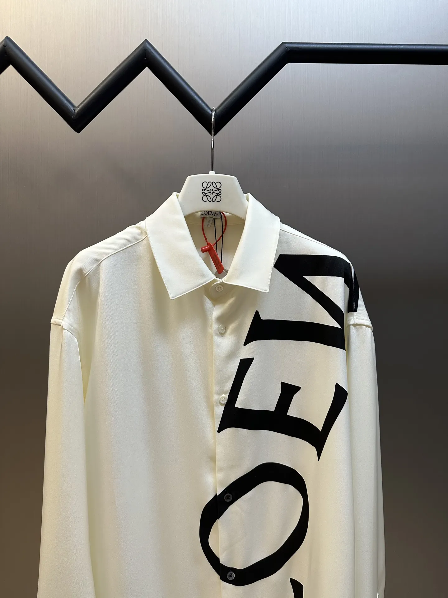 Logo Print Silk Long-Sleeve Shirt D31020458 — view 2