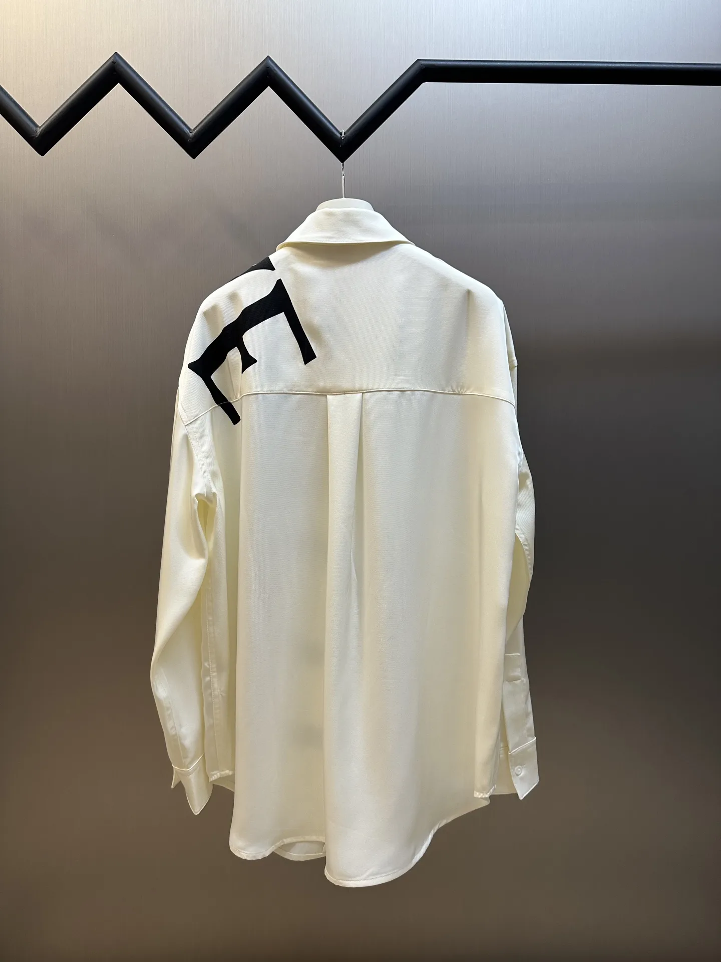 Logo Print Silk Long-Sleeve Shirt D31020458 — view 4