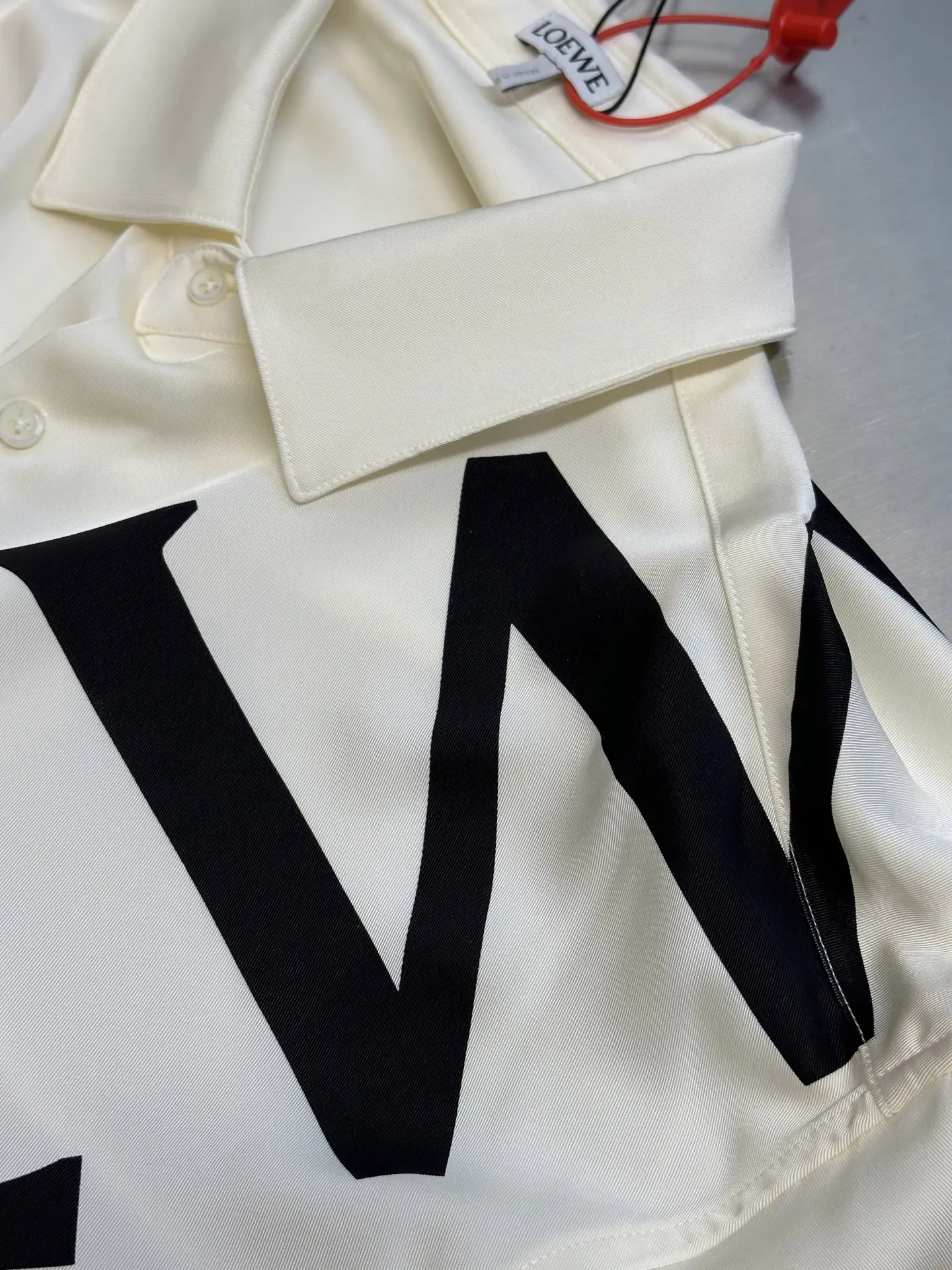 Logo Print Silk Long-Sleeve Shirt D31020458 — view 9