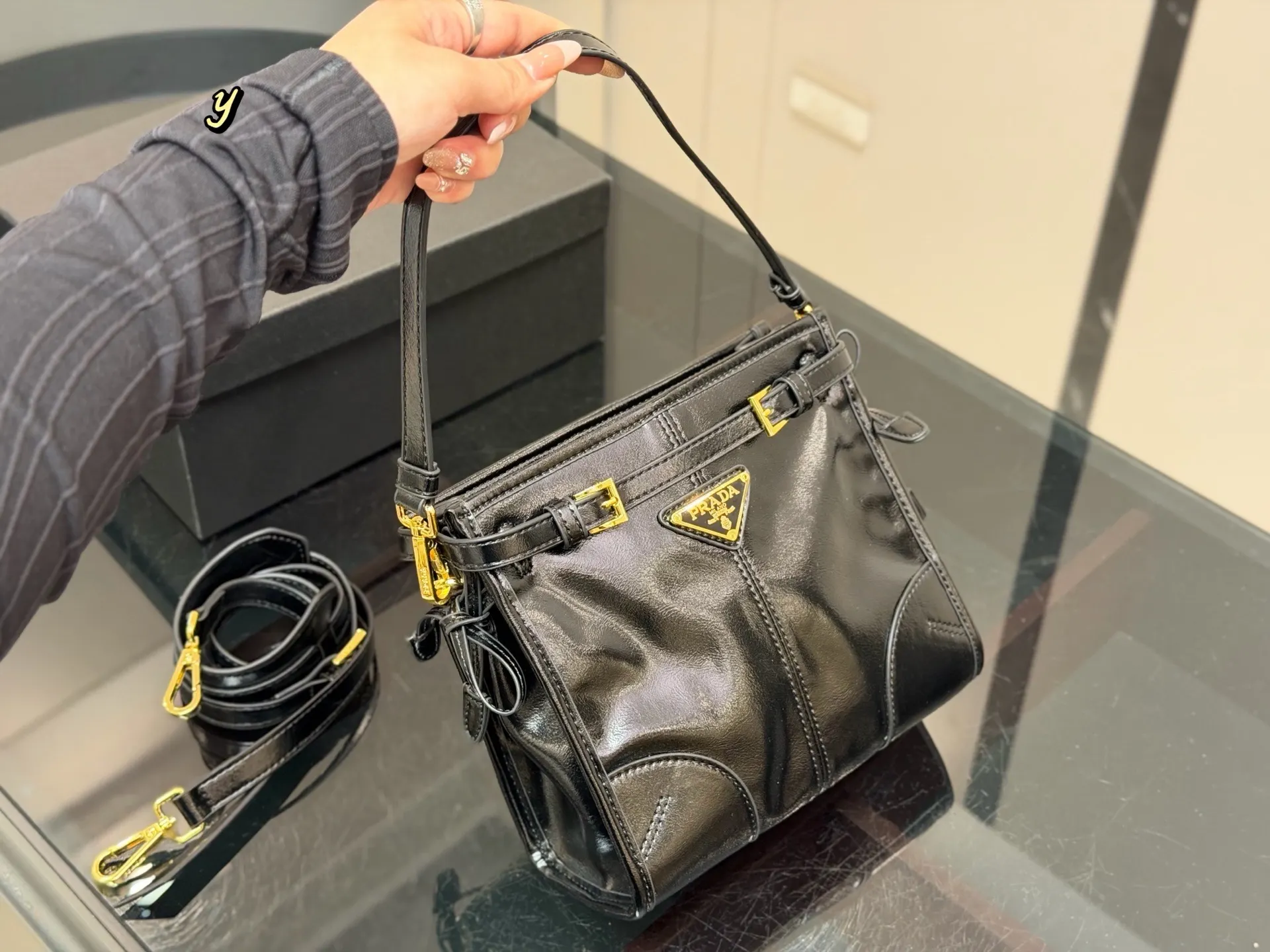 Prada Soft Lux Leather Shoulder Bag D31018412 — view 2