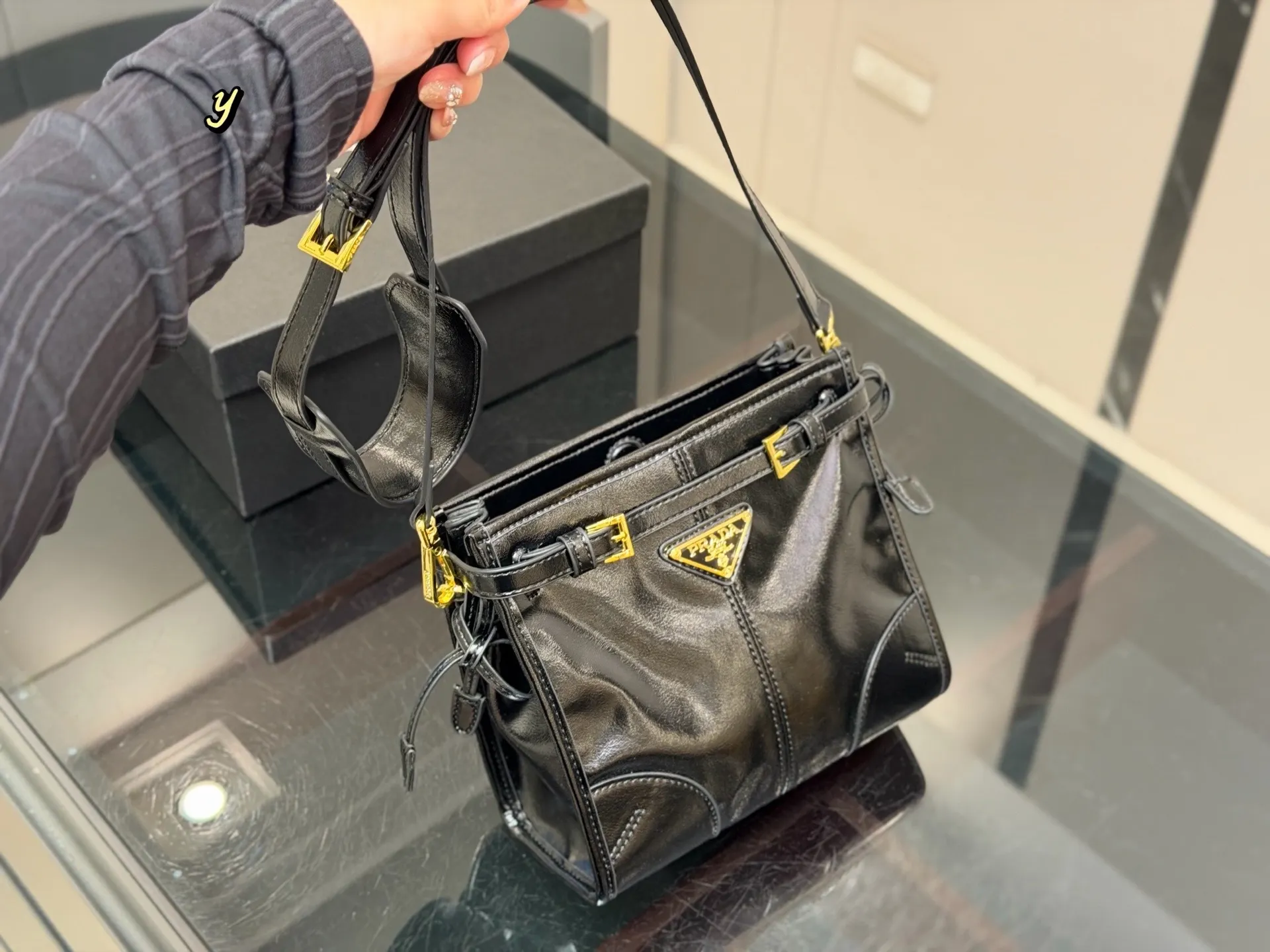 Prada Soft Lux Leather Shoulder Bag D31018412 — view 5
