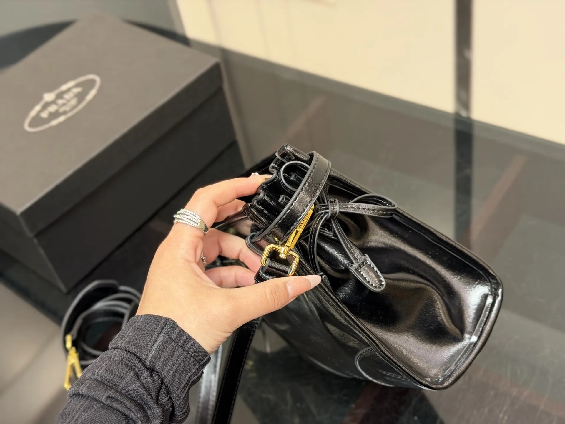 Prada Soft Lux Leather Shoulder Bag D31018412 — view 7
