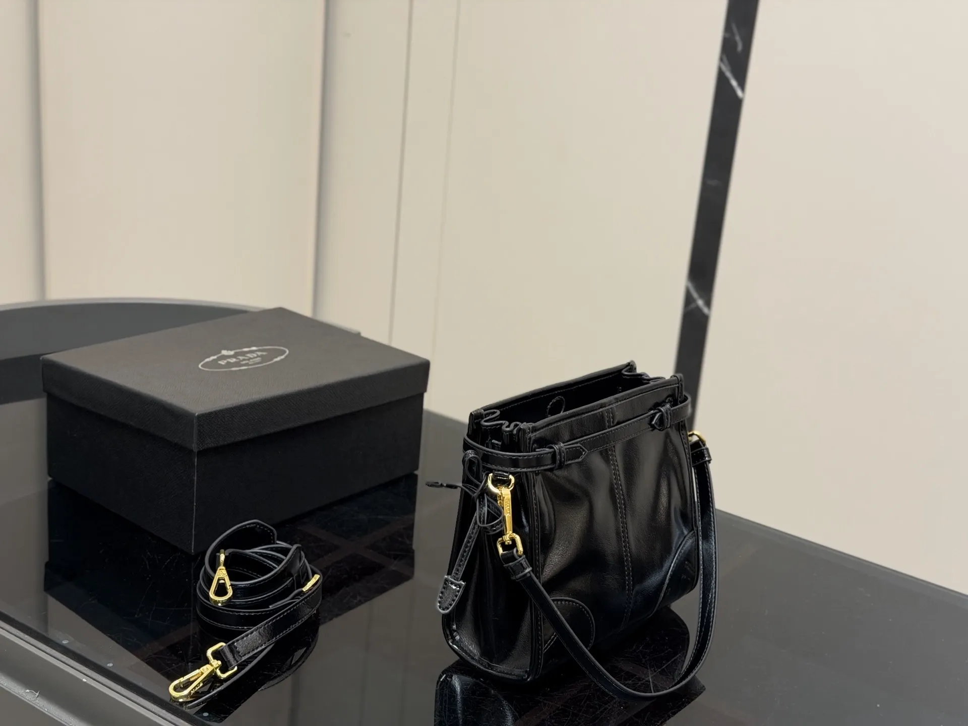 Prada Soft Lux Leather Shoulder Bag D31018412 — view 8