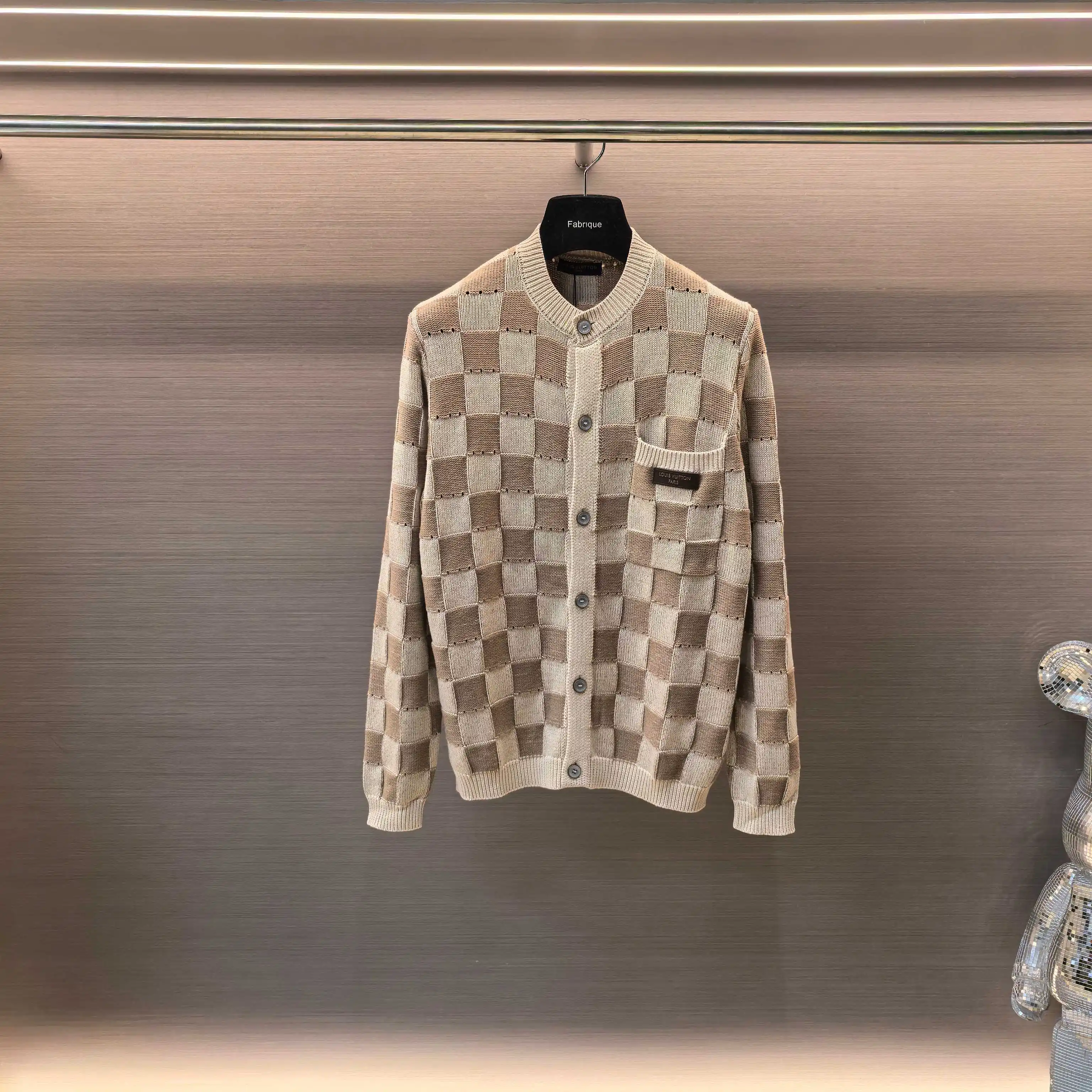 Damier Open-Knit Cotton-Blend Cardigan D31523718
