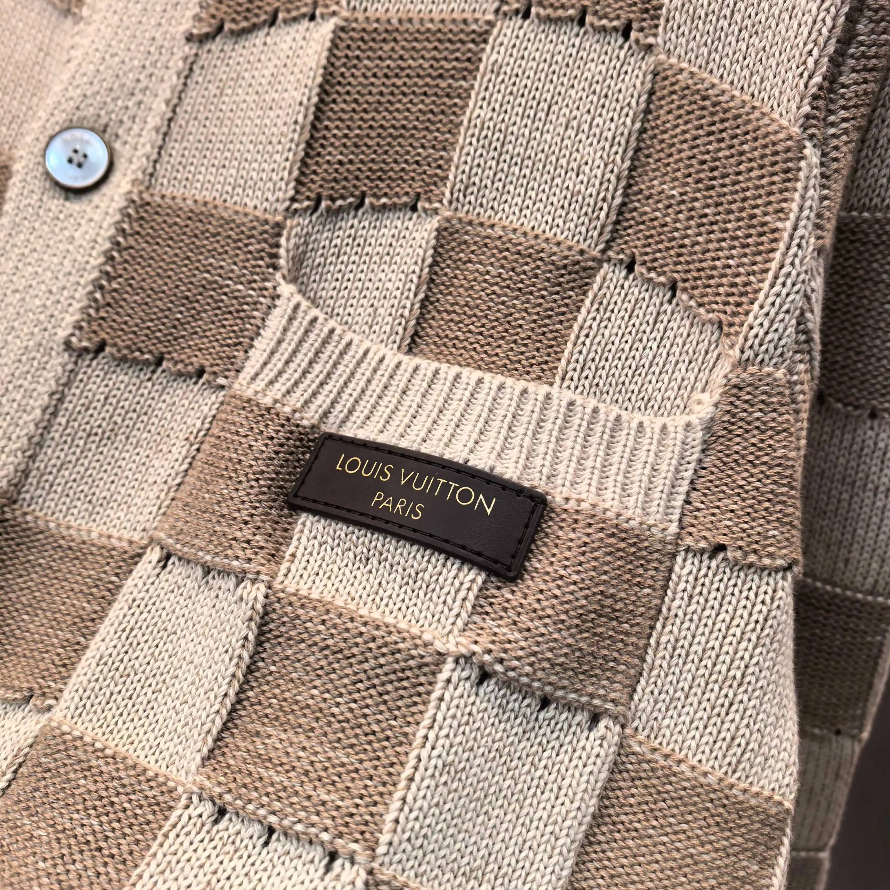 Damier Open-Knit Cotton-Blend Cardigan D31523718 — view 4