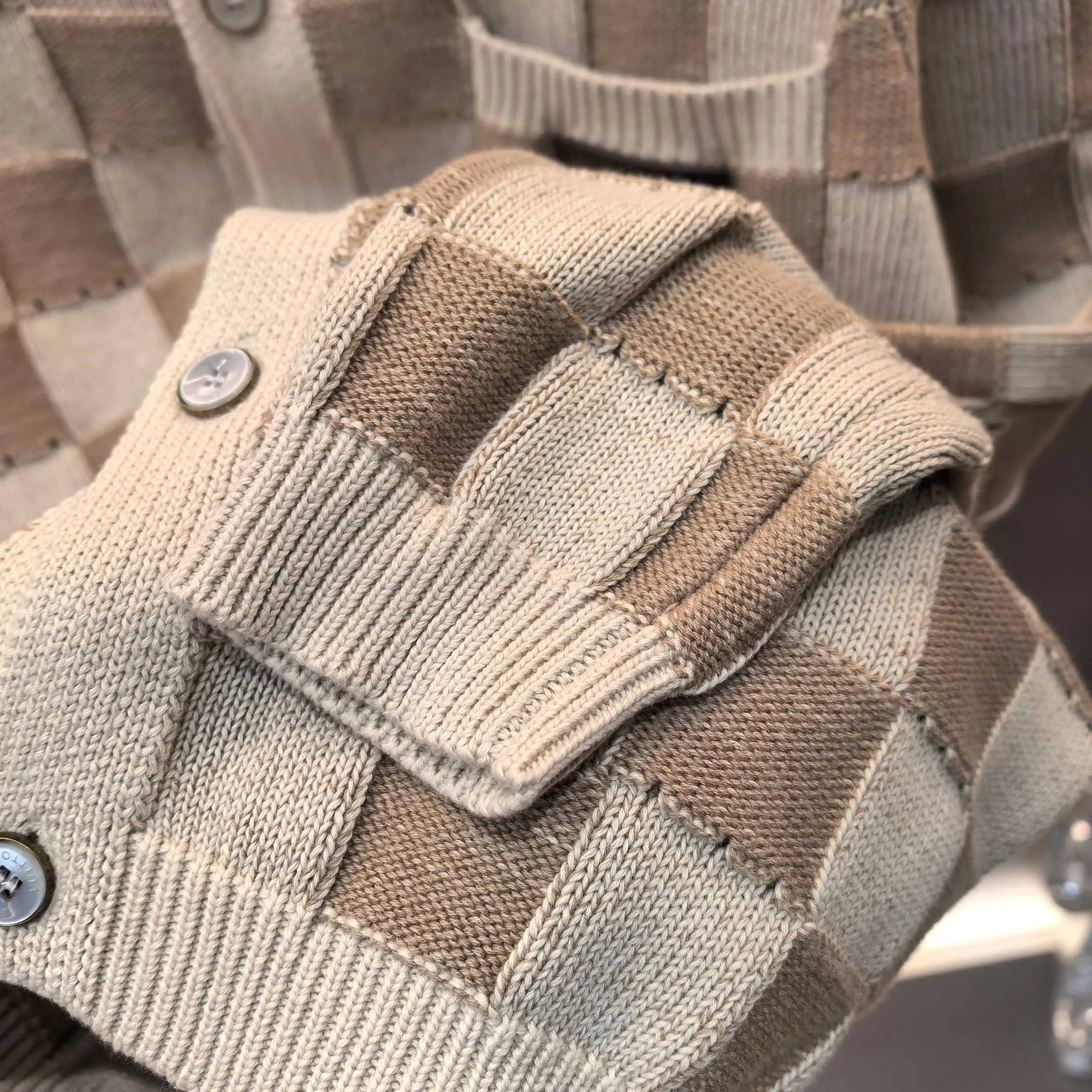 Damier Open-Knit Cotton-Blend Cardigan D31523718 — view 7