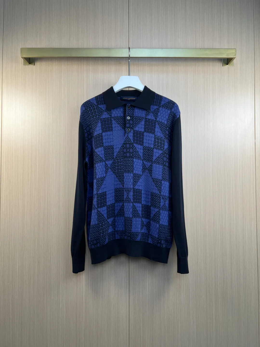 Geometric Jacquard Knit Polo Sweater D32520534