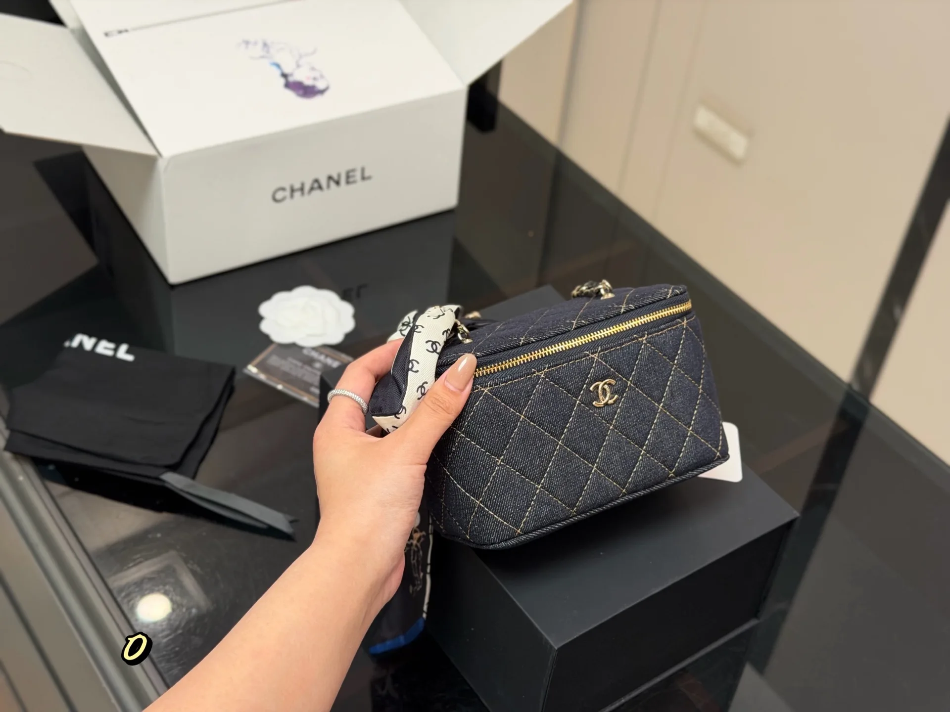 Chanel Quilted Denim Vanity Case D33018401