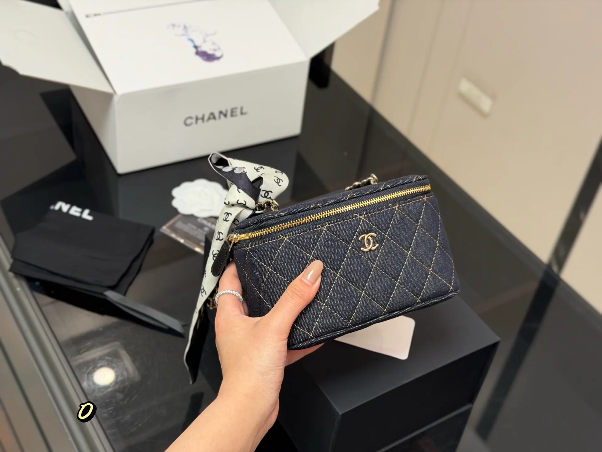 Chanel Quilted Denim Vanity Case D33018401 — view 2