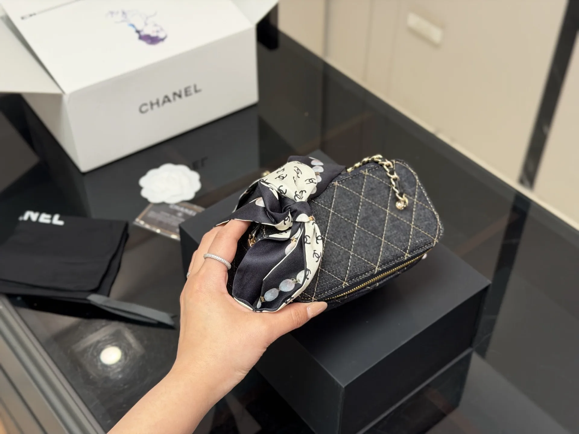 Chanel Quilted Denim Vanity Case D33018401 — view 3