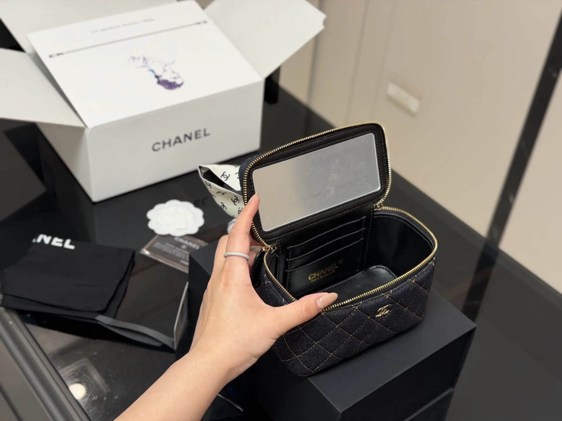 Chanel Quilted Denim Vanity Case D33018401 — view 4