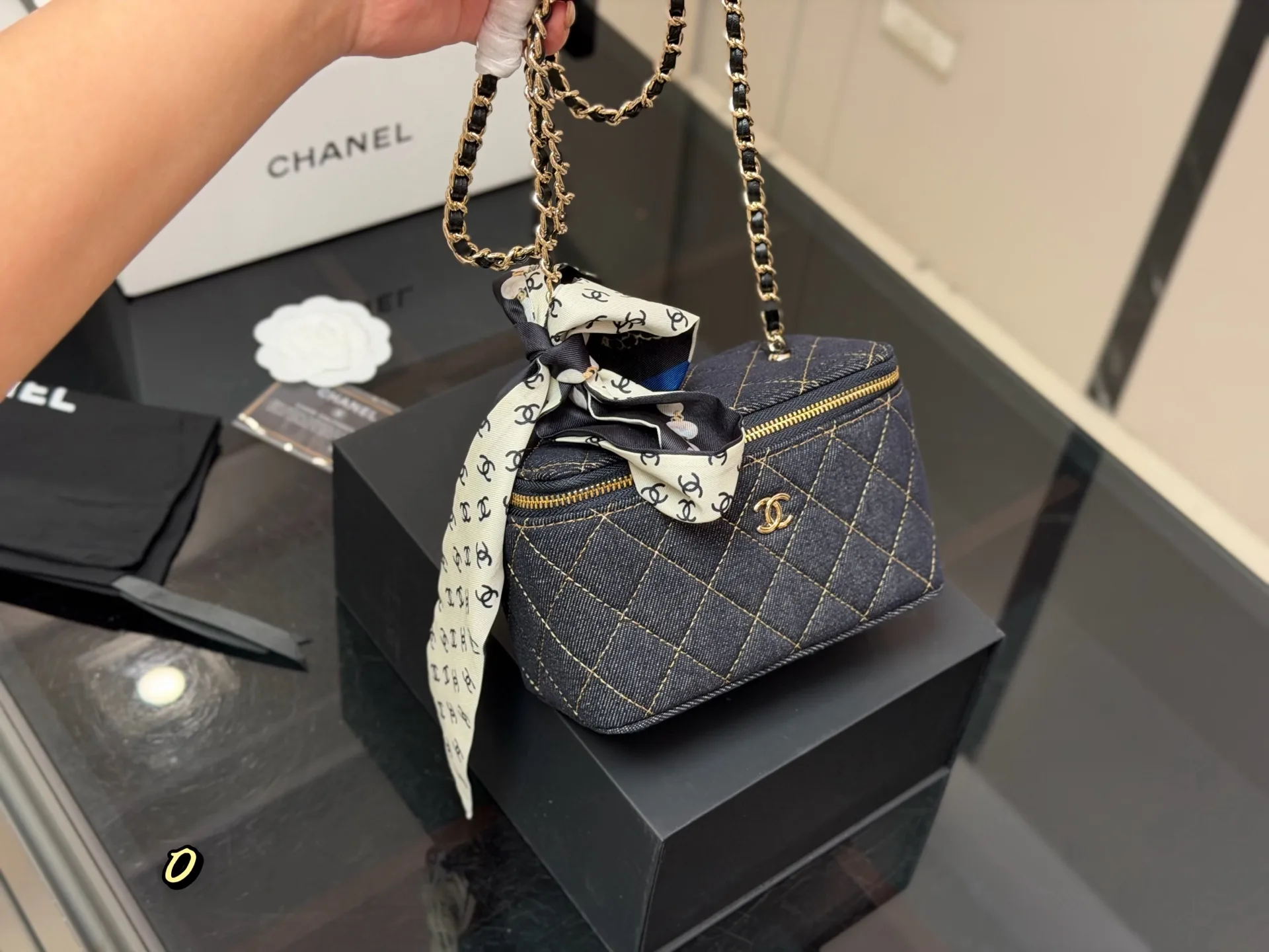Chanel Quilted Denim Vanity Case D33018401 — view 5