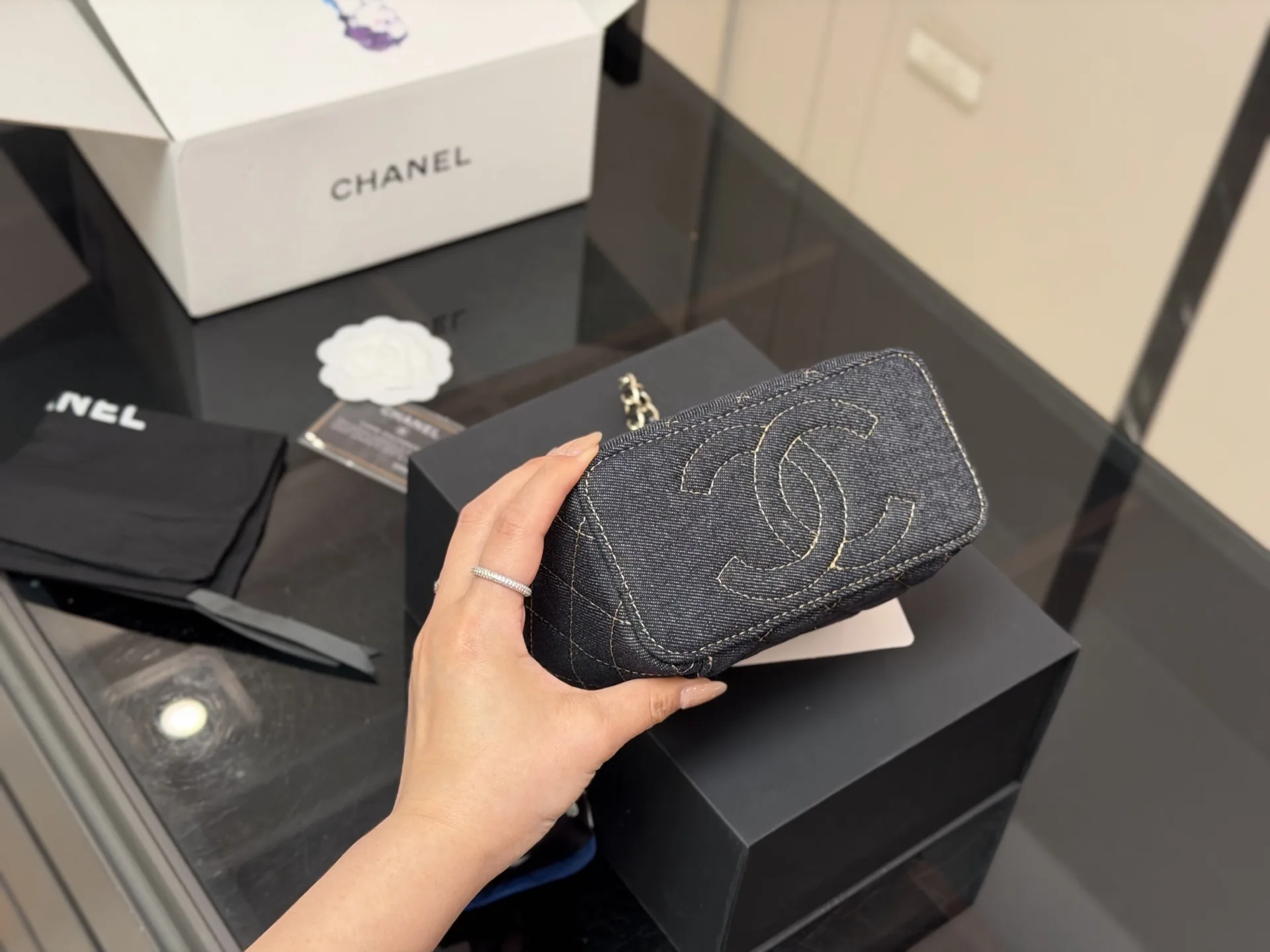 Chanel Quilted Denim Vanity Case D33018401 — view 8