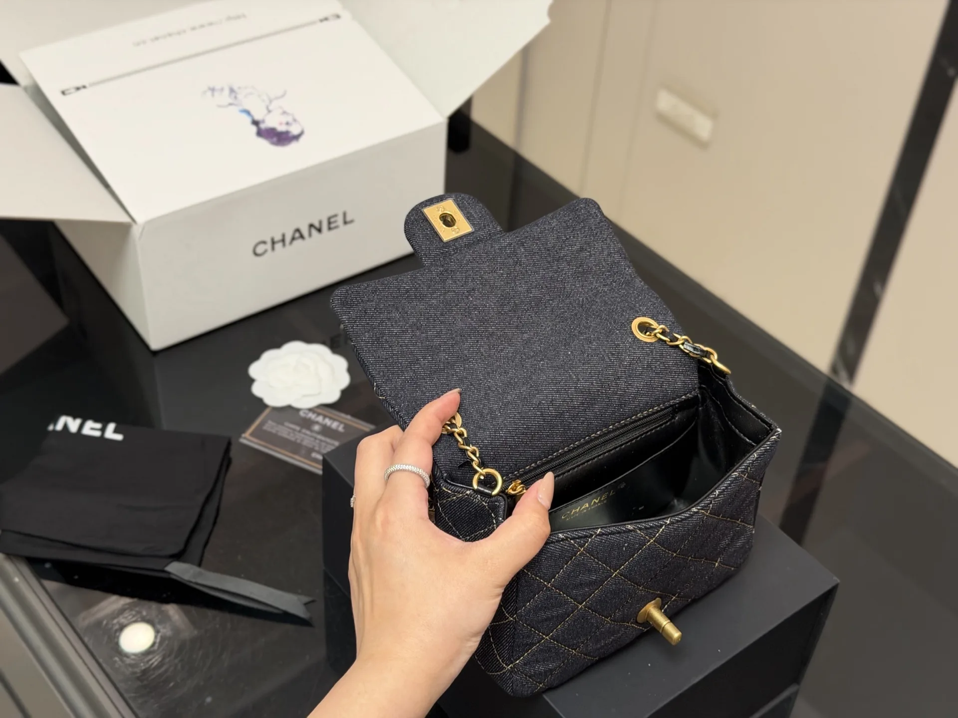Chanel Quilted Denim Flap Bag D33018402 — view 4