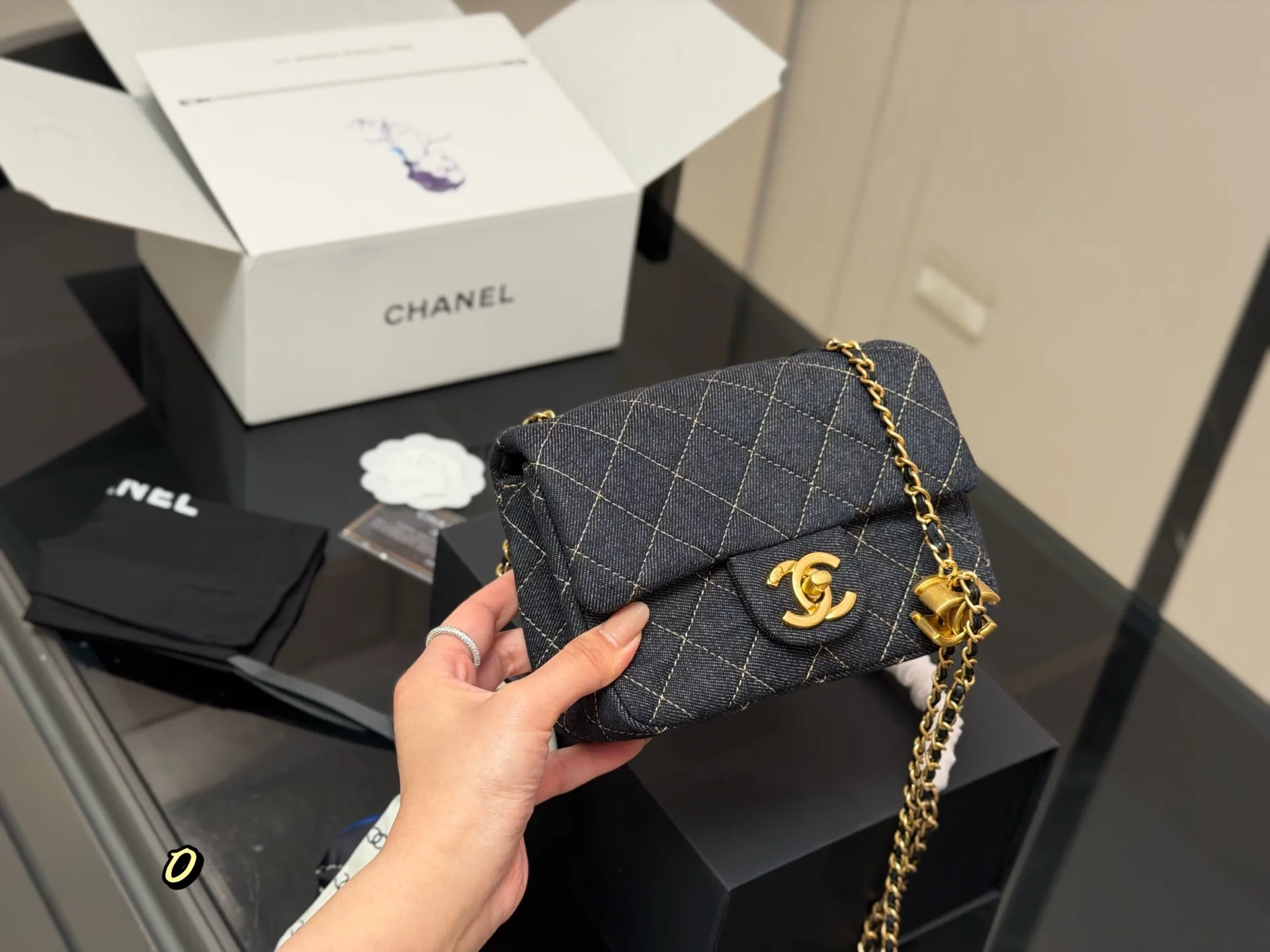 Chanel Quilted Denim Flap Bag D33018402 — view 5