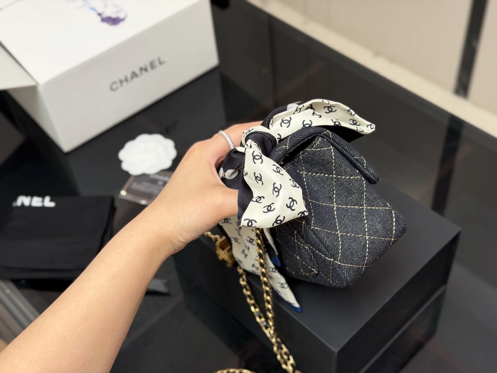 Chanel Quilted Denim Flap Bag D33018402 — view 6