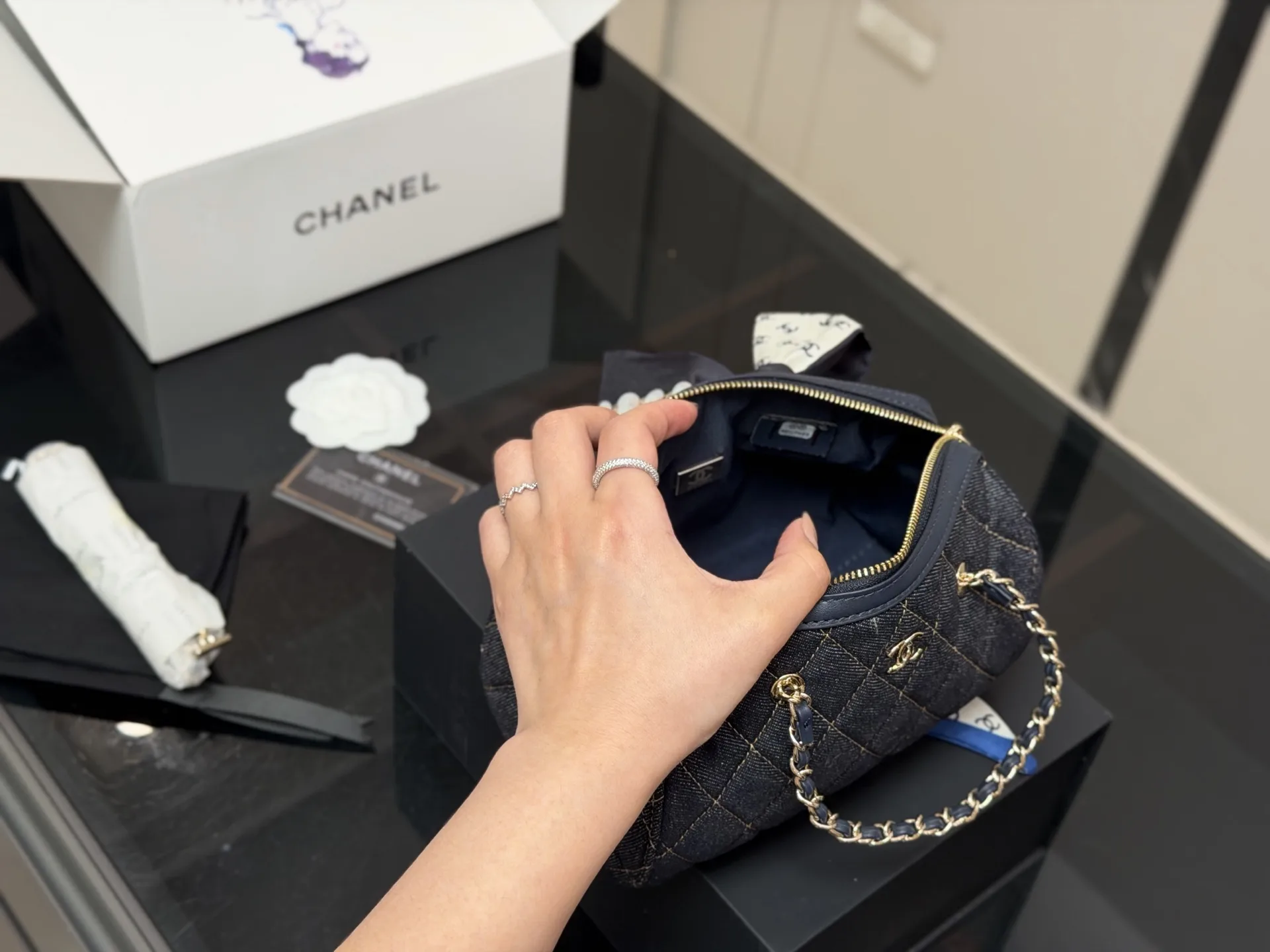 Chanel 25P Denim Bowling Bag D33018407 — view 4