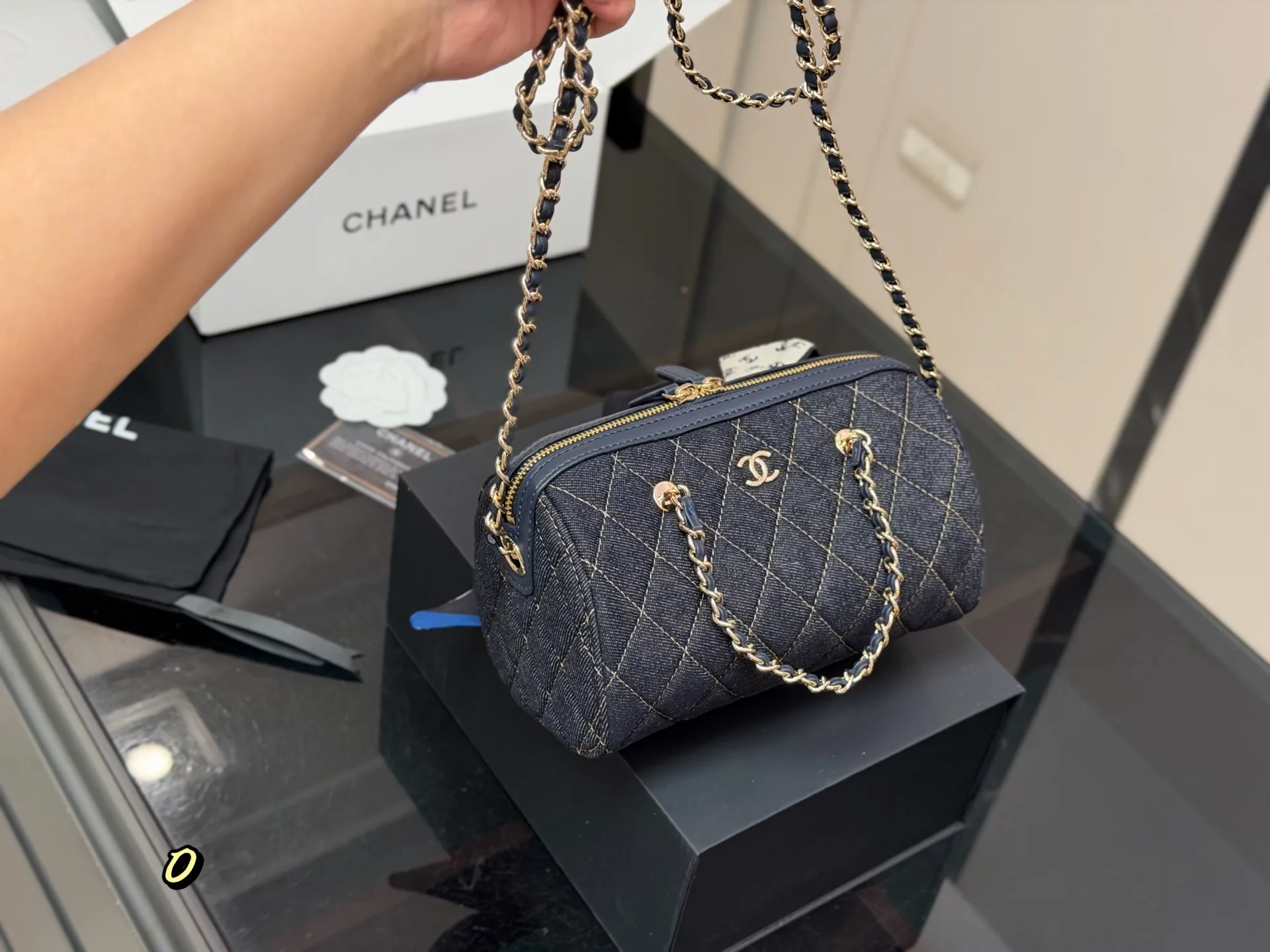 Chanel 25P Denim Bowling Bag D33018407 — view 5