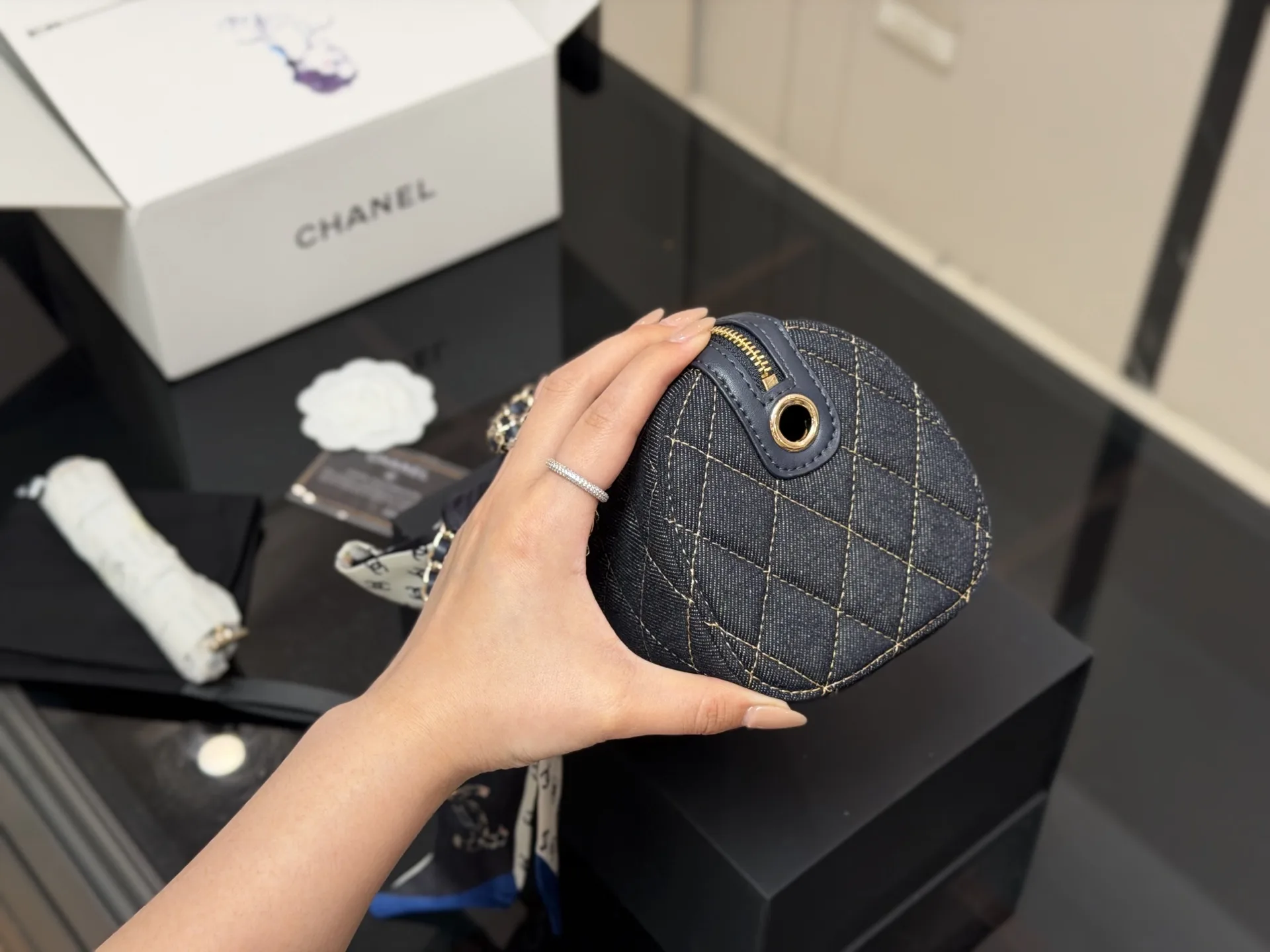 Chanel 25P Denim Bowling Bag D33018407 — view 6