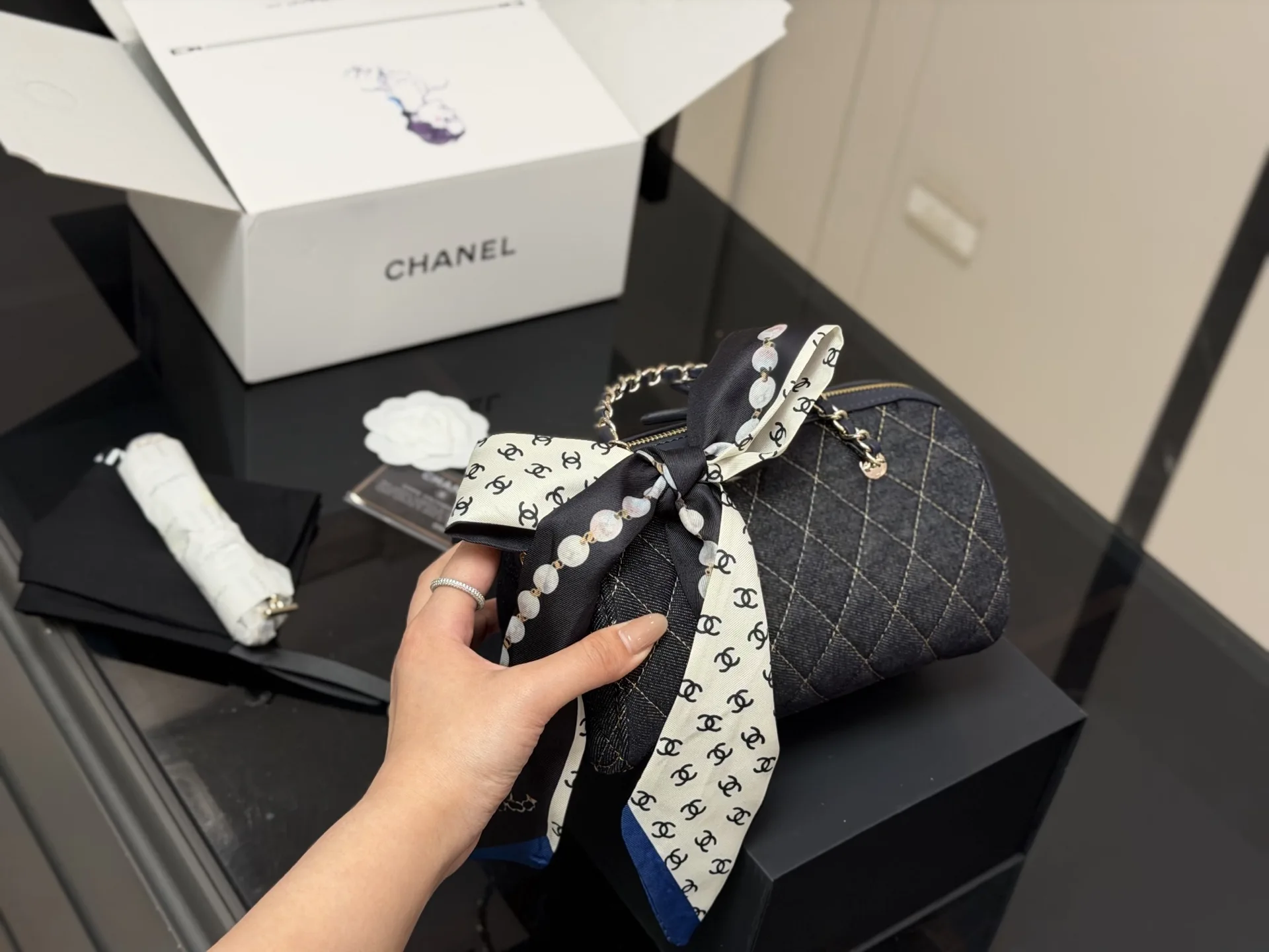 Chanel 25P Denim Bowling Bag D33018407 — view 7