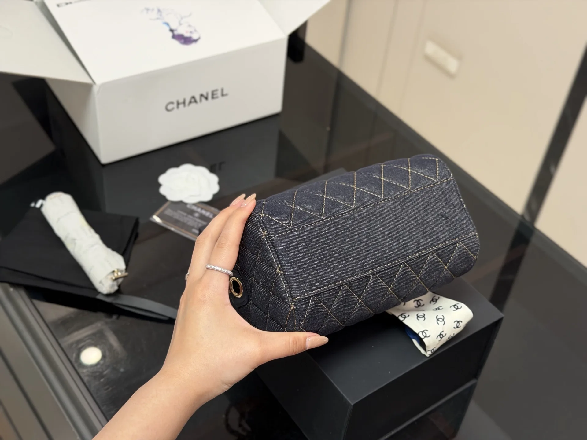 Chanel 25P Denim Bowling Bag D33018407 — view 8