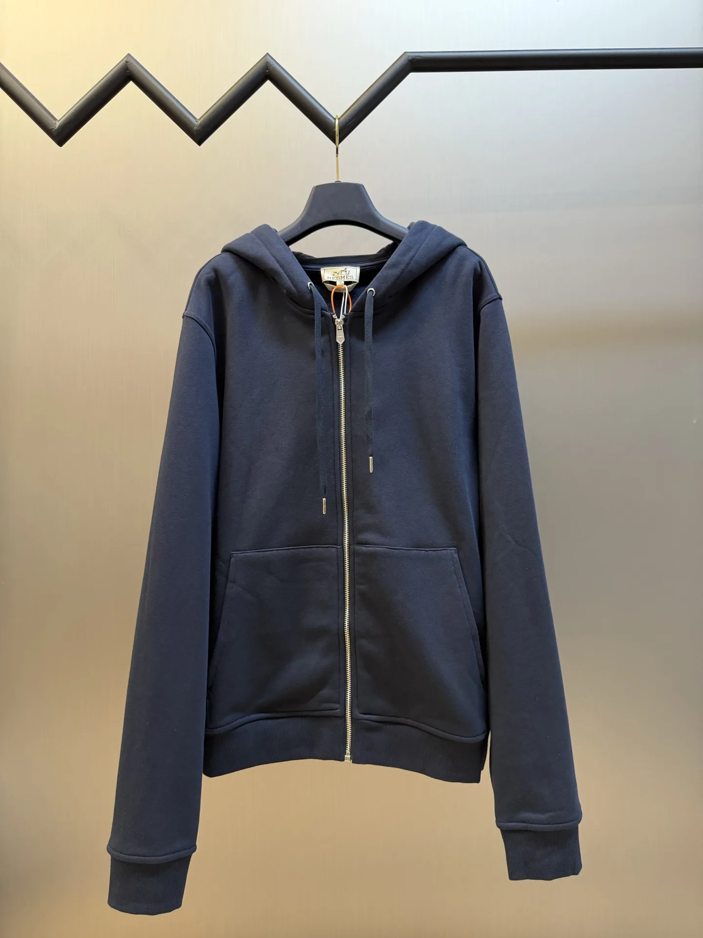 Embroidered Equestrian Motif Zip-Up Hoodie D33520449