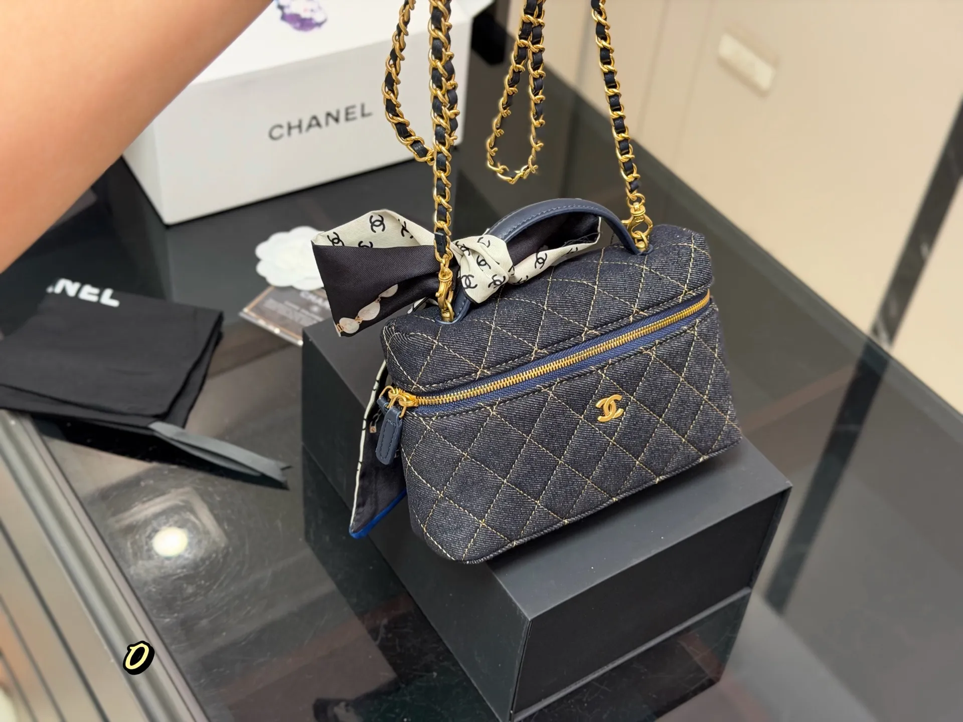 Chanel Quilted Denim Vanity Case Bag D34018404 — view 2