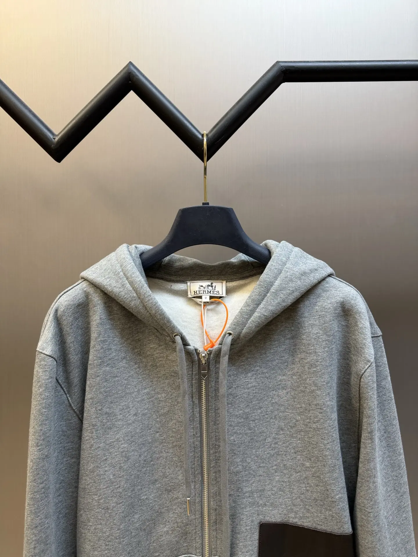 Leather-Trimmed Embroidered Zip-Up Hoodie D34520451 — view 2